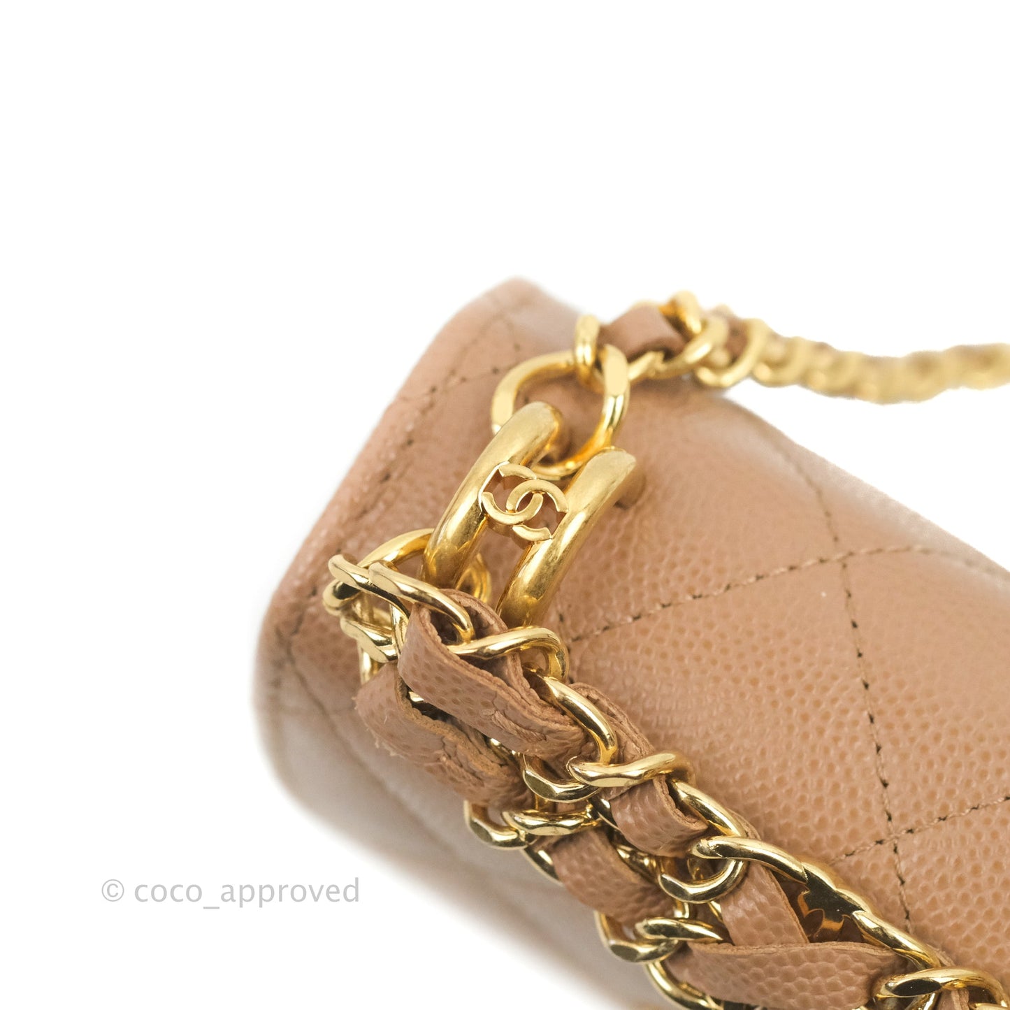 Chanel CC Chain Clutch with Chain Beige Caviar Gold Hardware