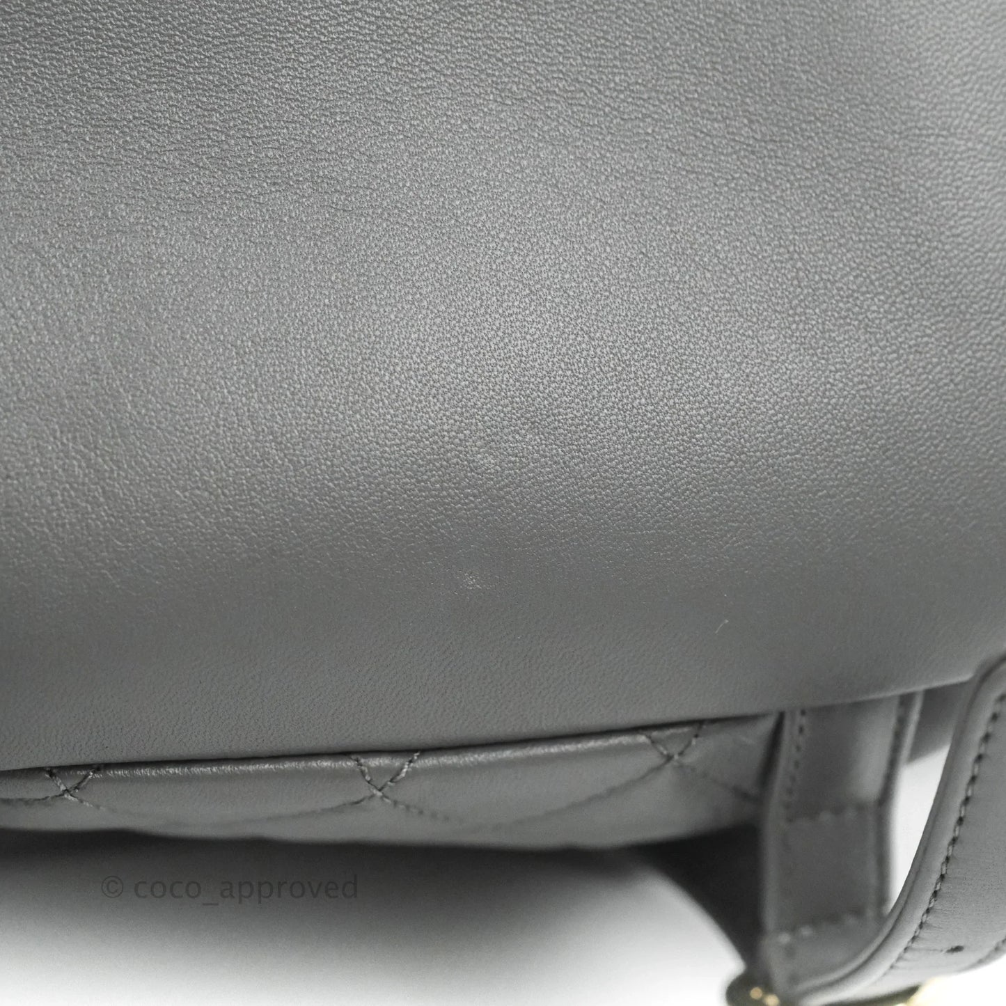 Chanel Quilted Small Duma Drawstring Backpack Grey Lambskin