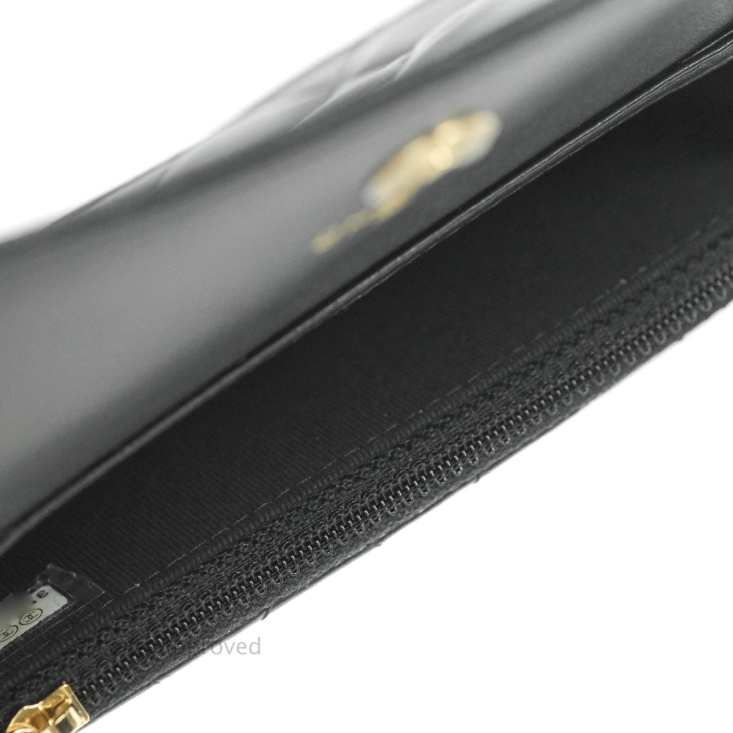 Chanel Imitation Pearls Clutch with Chain Black Shiny Calfskin Gold Hardware