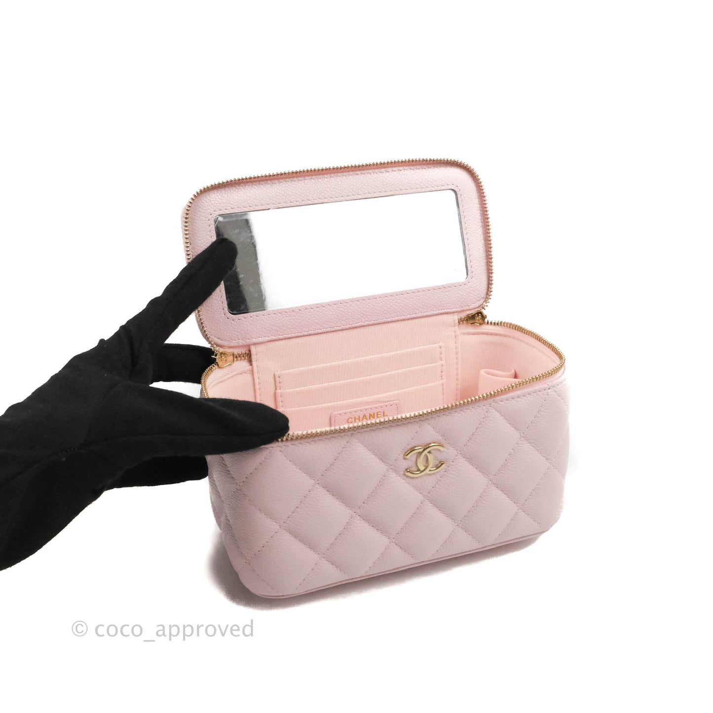 Chanel Vanity with Chain Light Pink Caviar Gold Hardware