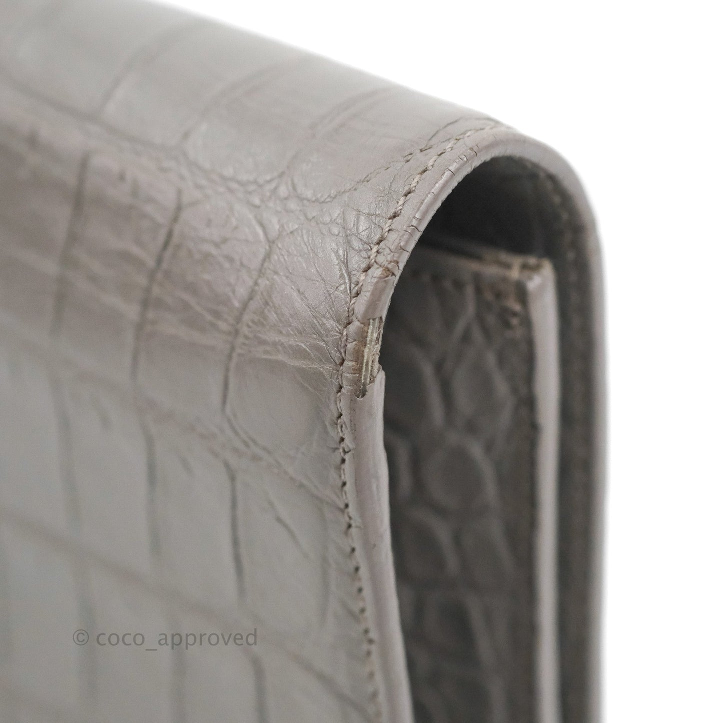 Saint Laurent Clutch Bag Grey Croc-Embossed Silver Hardware