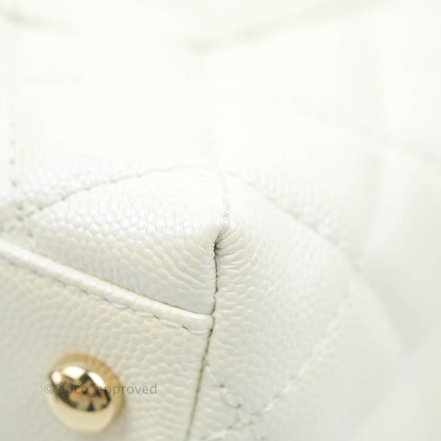 Chanel Mini Coco Handle Quilted Iridescent White Caviar Gold Hardware