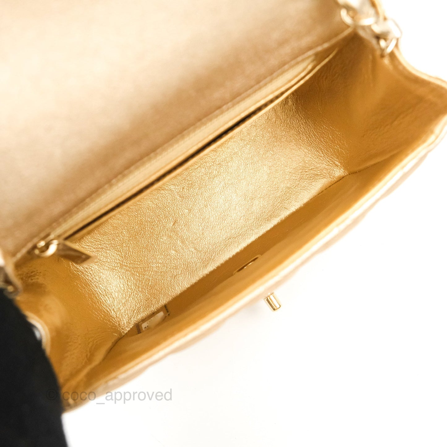 Chanel Quilted Mini Square Iridescent Gold Lambskin Gold Hardware 21P