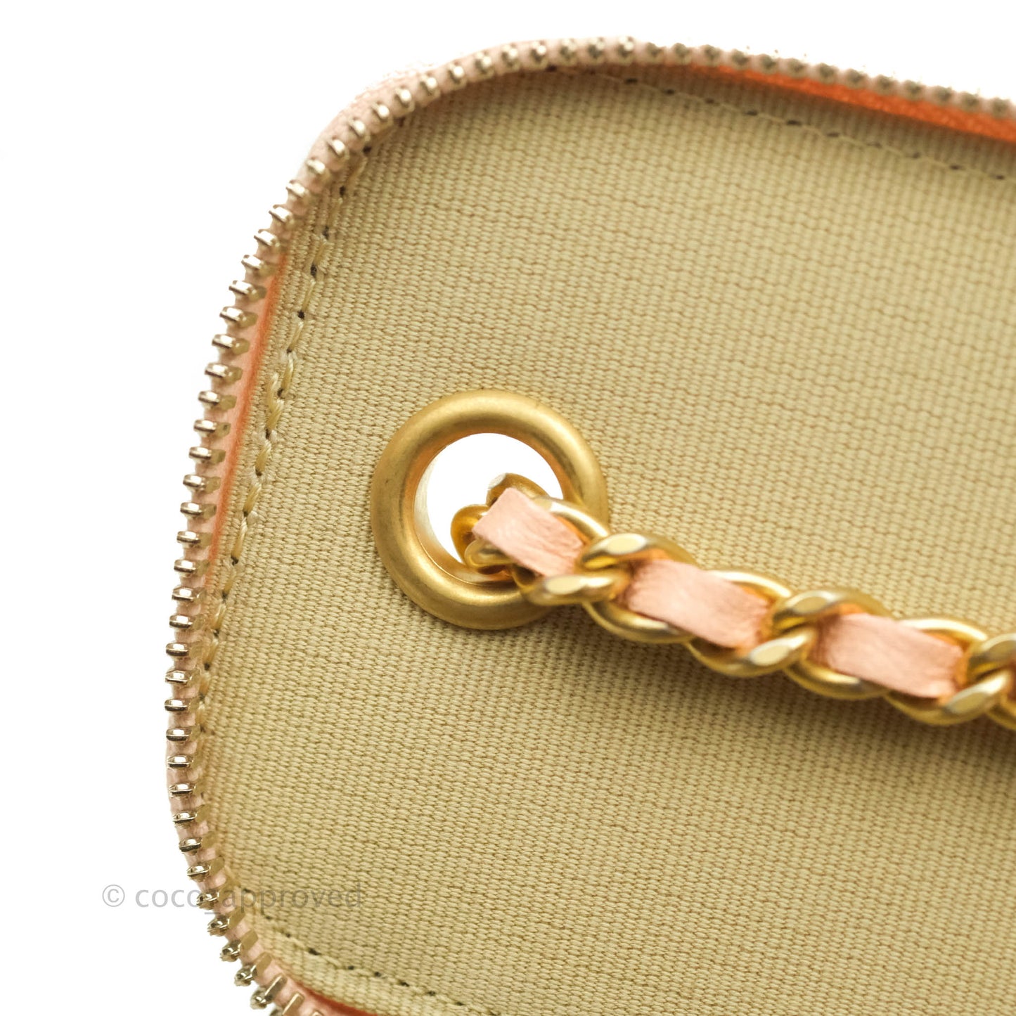 Chanel Classic Mini Pearl Crush Vanity With Chain Pink Lambskin Aged Gold Hardware