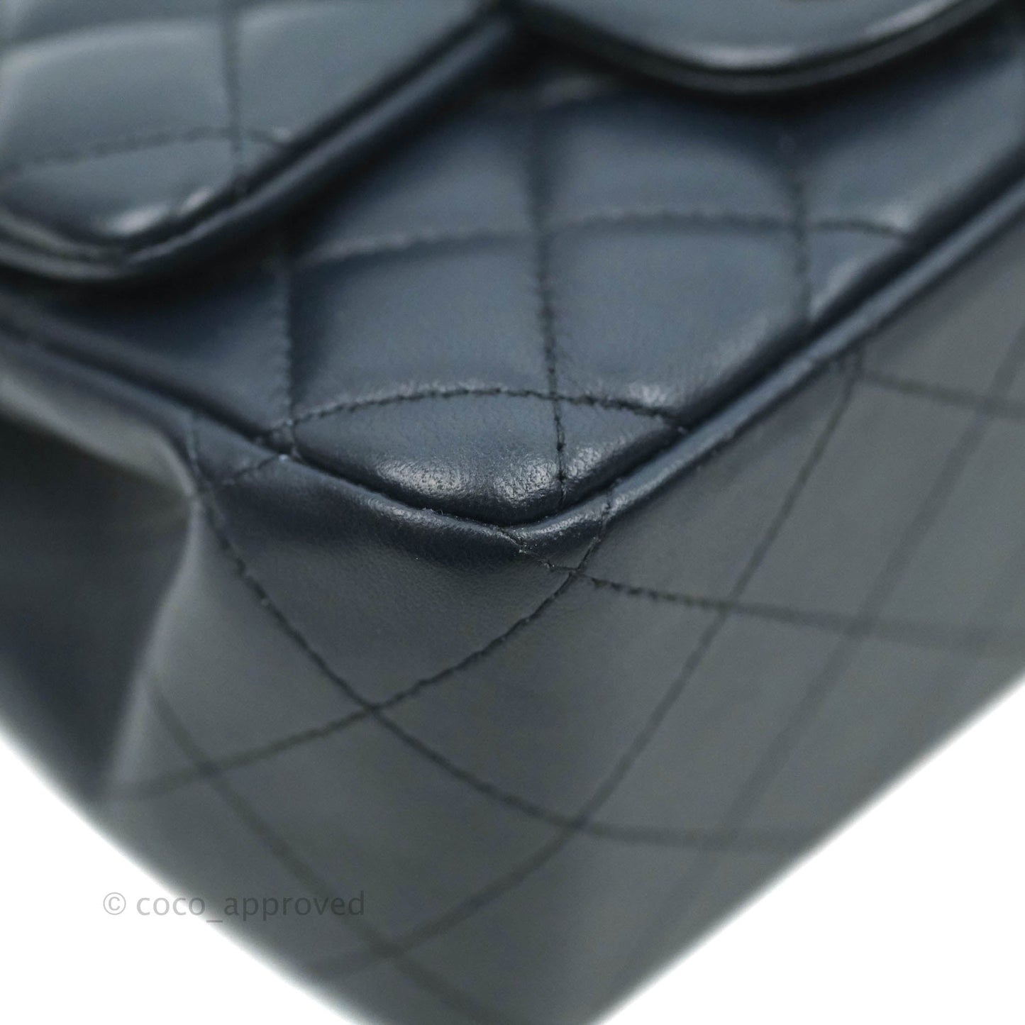 Chanel Quilted Mini Square Navy Lambskin Gold Hardware