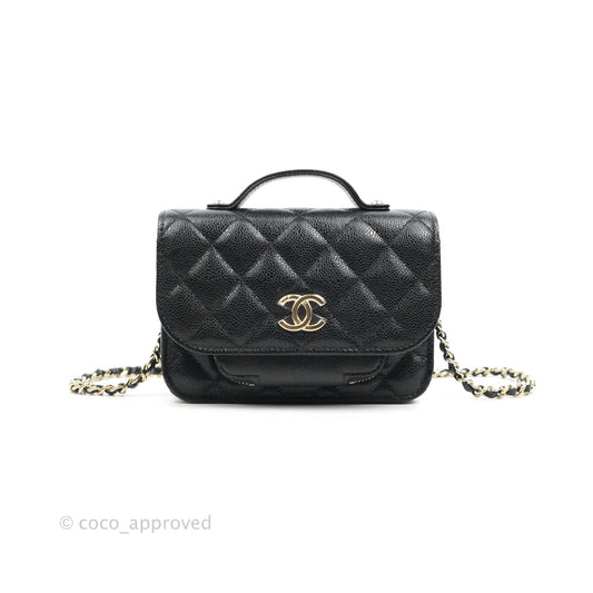 Chanel Business Affinity Clutch With Chain Black Caviar Gold Hardware