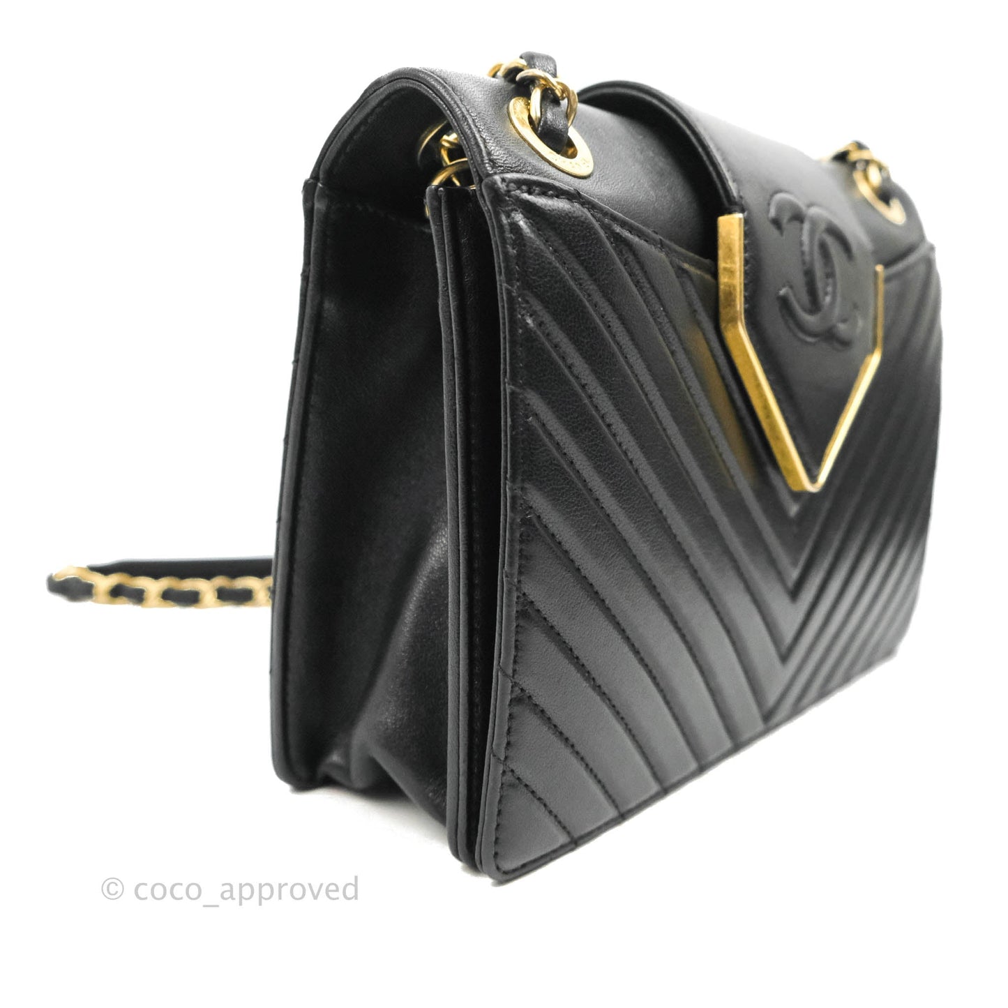 Chanel Mini Collar and Tie Flap Bag Chevron Sheepskin Aged Gold Hardware