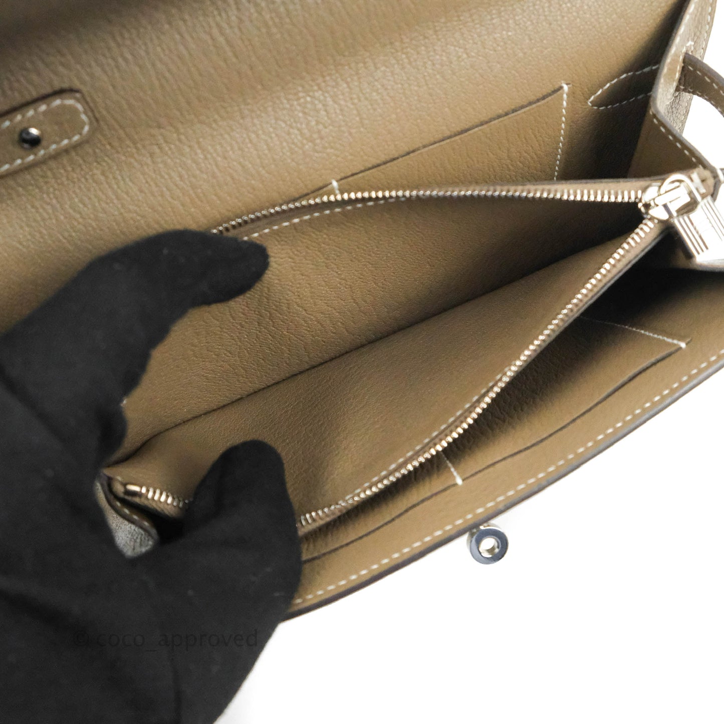 Hermès Kelly To Go Wallet Etoupe Chevre Mysore Palladium Hardware