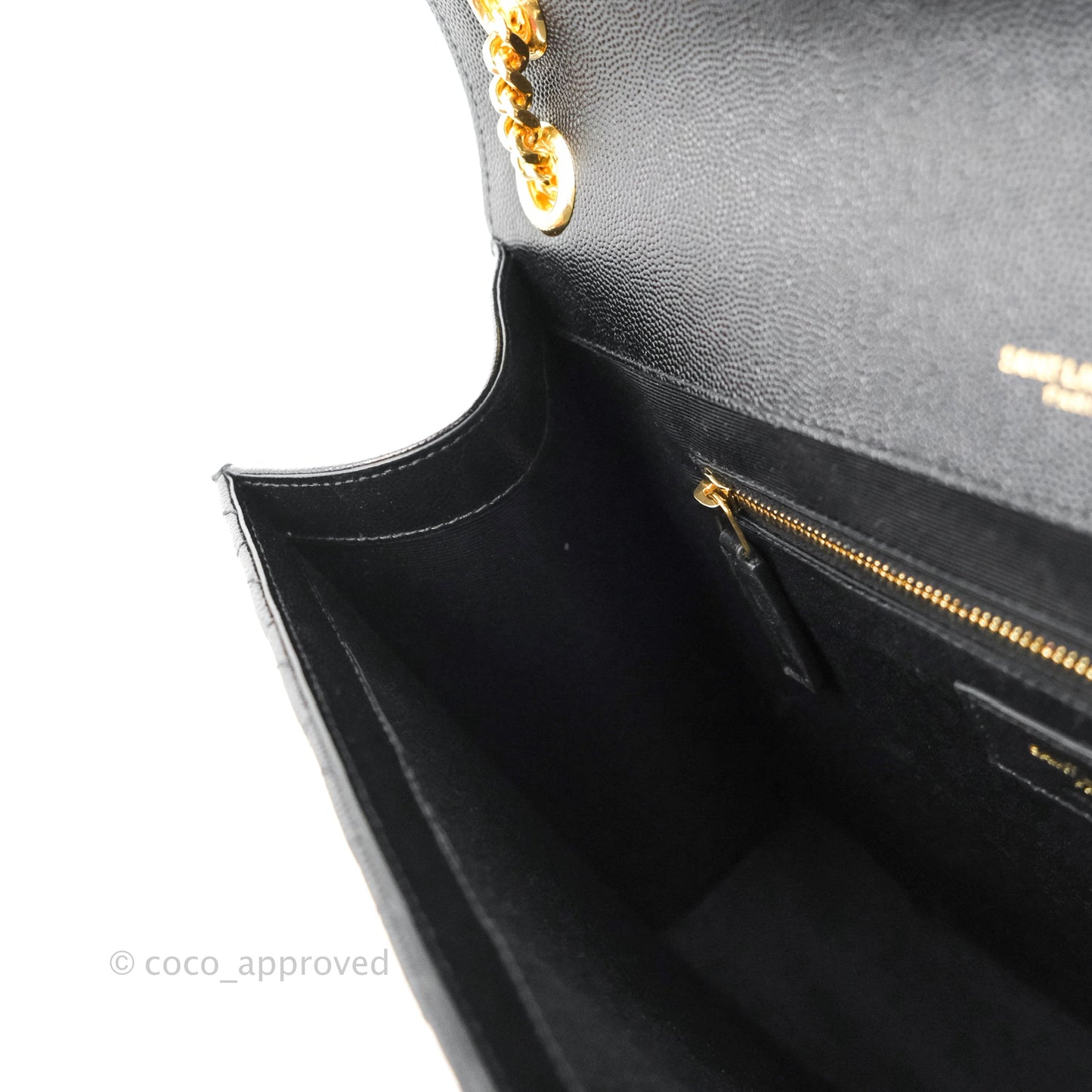 Saint Laurent Quilted Envelope Large Black Caviar Gold Hardware