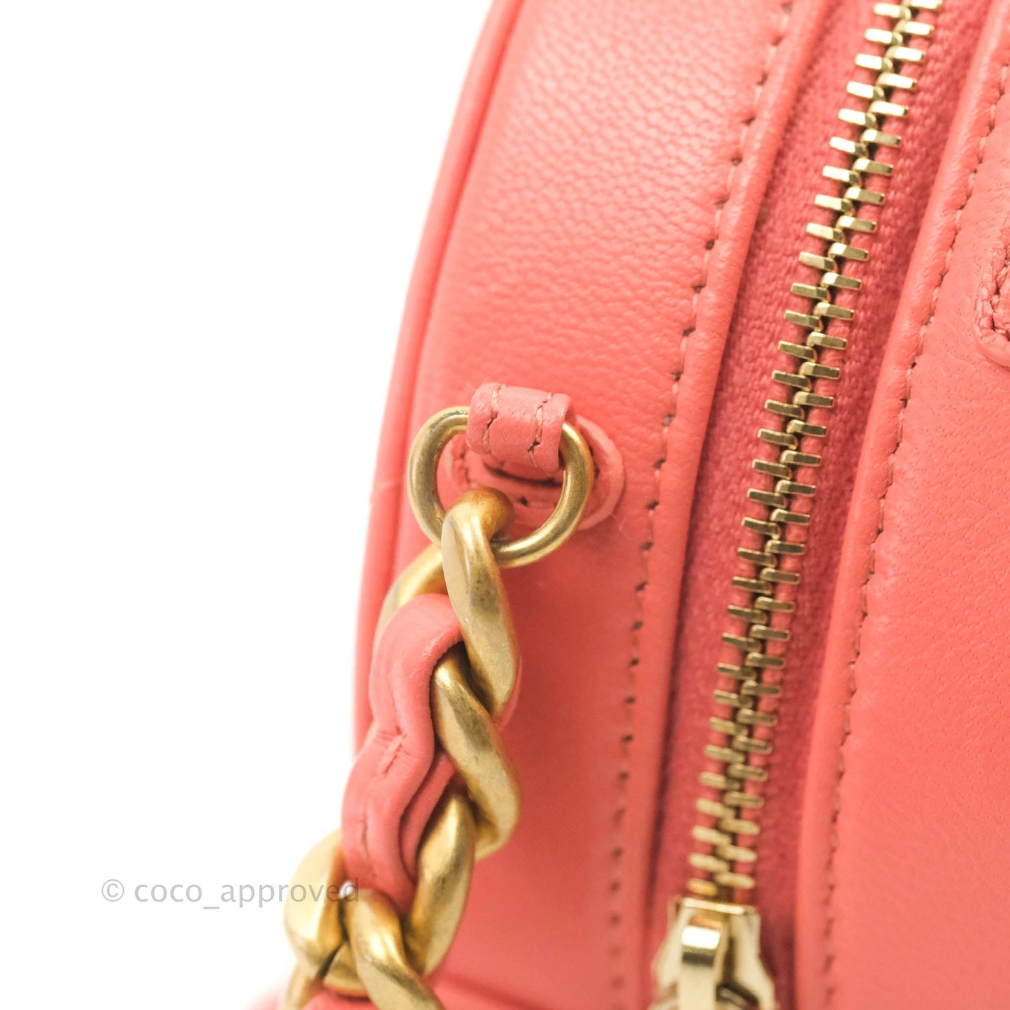 Chanel 19 Round Clutch With Chain Coral Pink Mixed Hardware