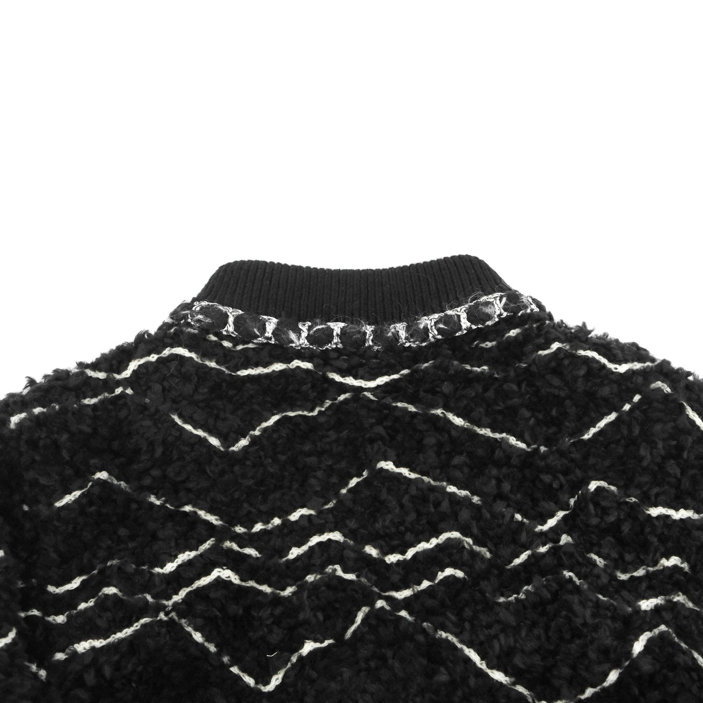 Chanel Fuzzy Alpaca Zip-Up Jacket in Black Size 34