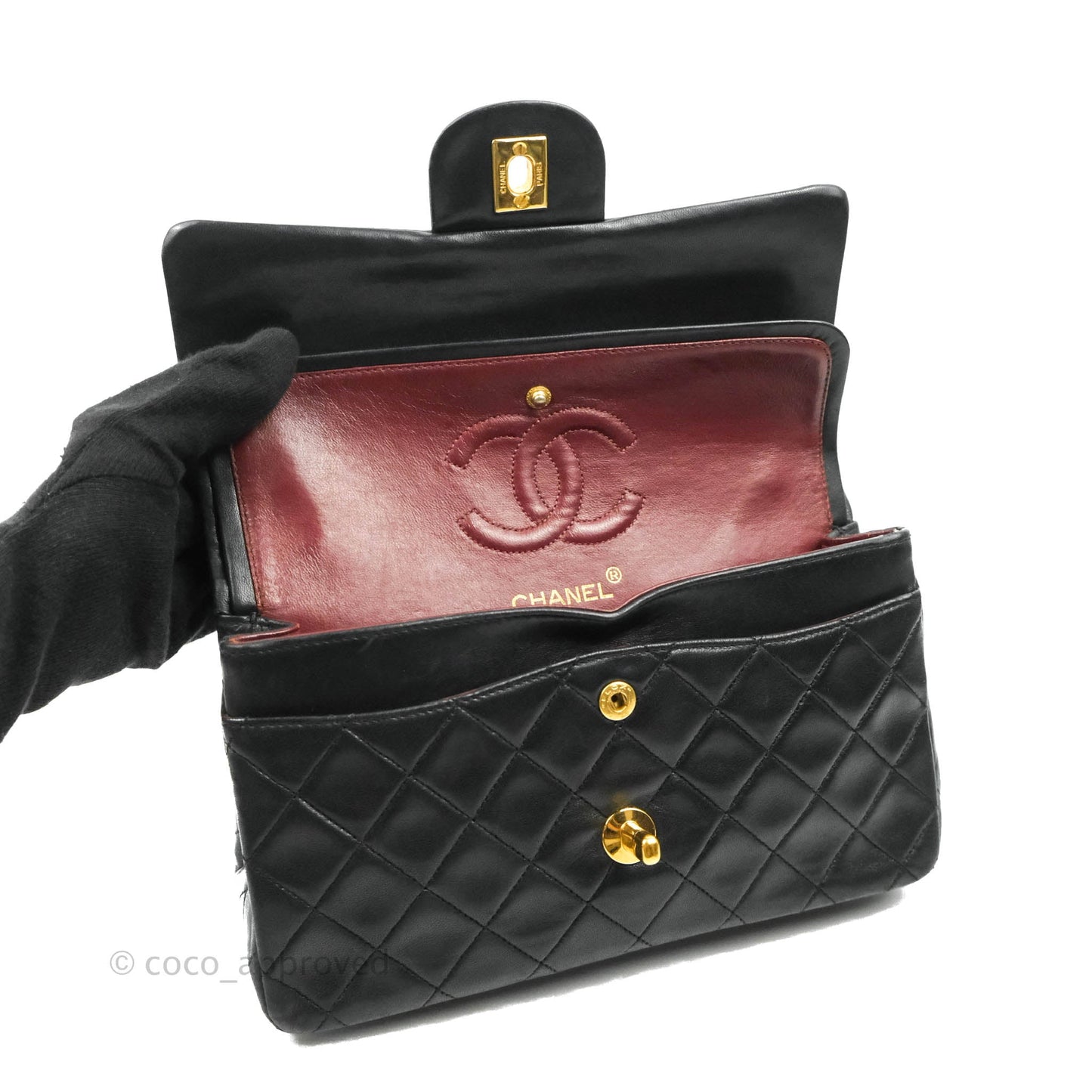Chanel Vintage Classic Small S/M Flap Black Lambskin 24K Gold Hardware