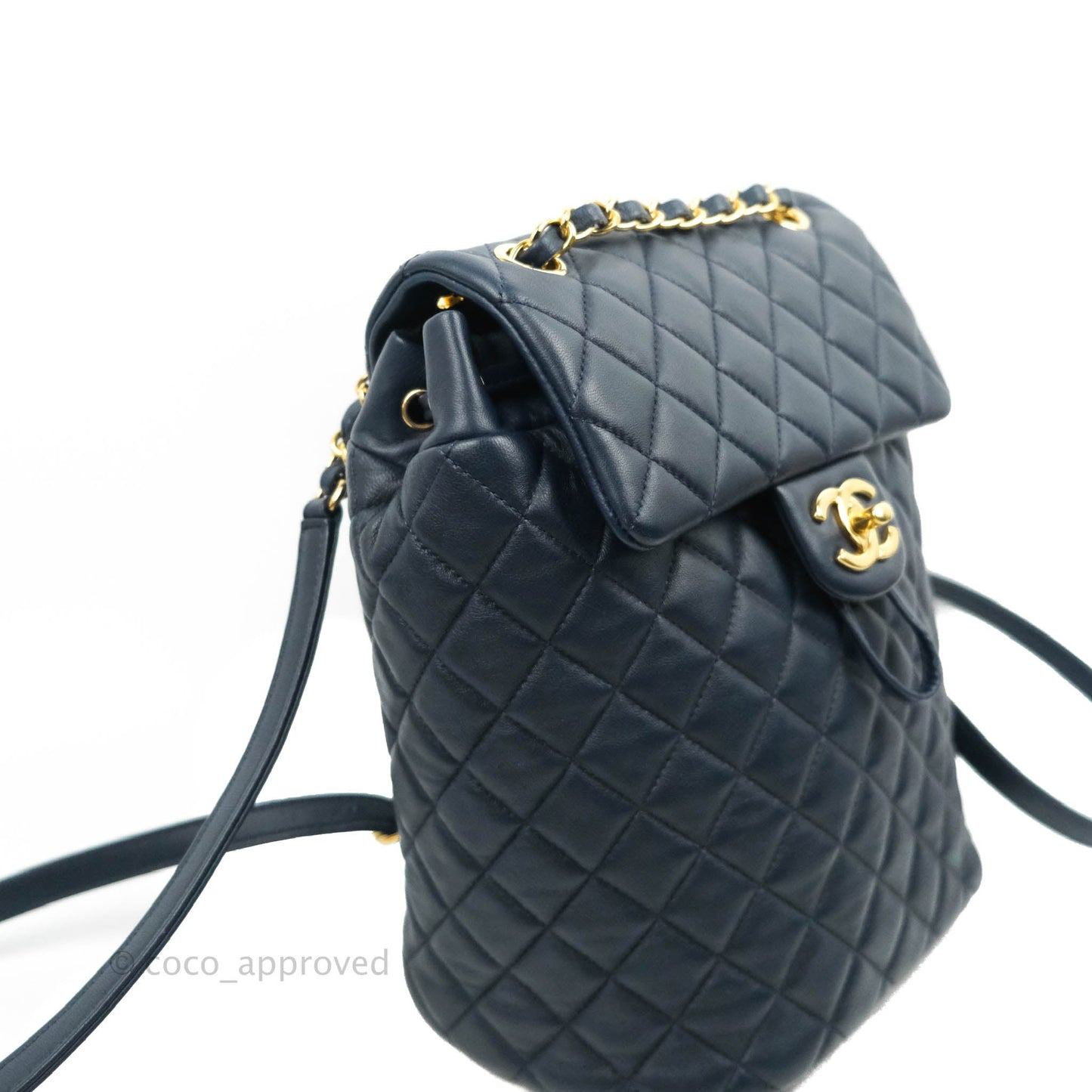 Chanel Small Quilted Urban Spirit Backpack Navy Gold Hardware