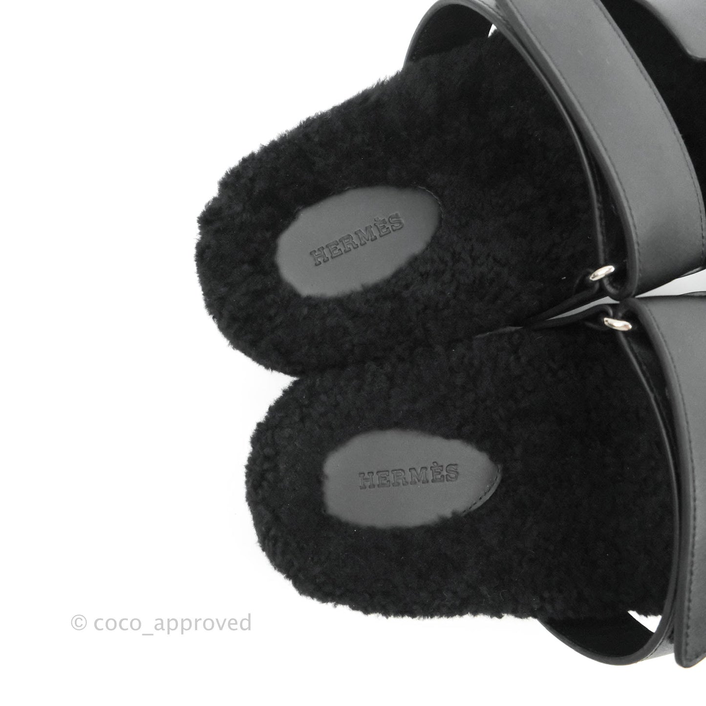 Hermès Chypre Sandal Shearling Black Calfskin