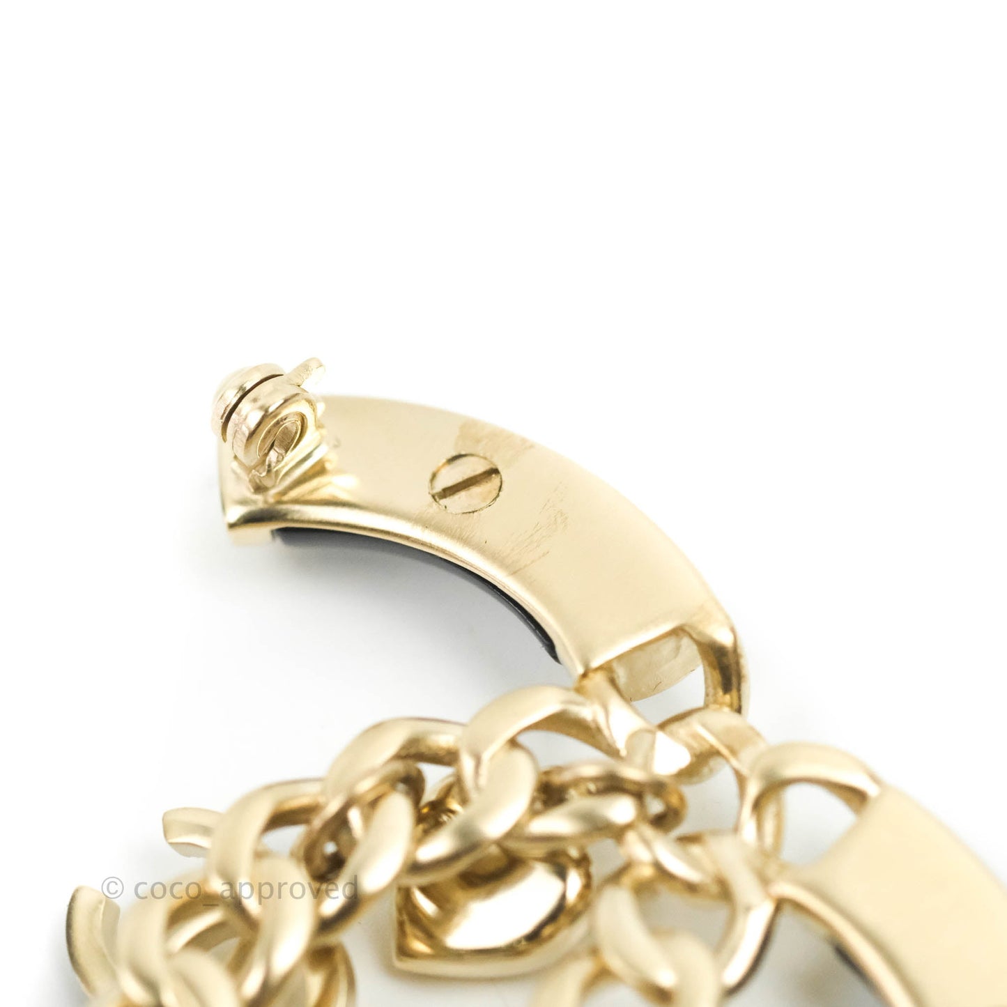 Chanel CC Chain Black Brooch Gold Tone 18B