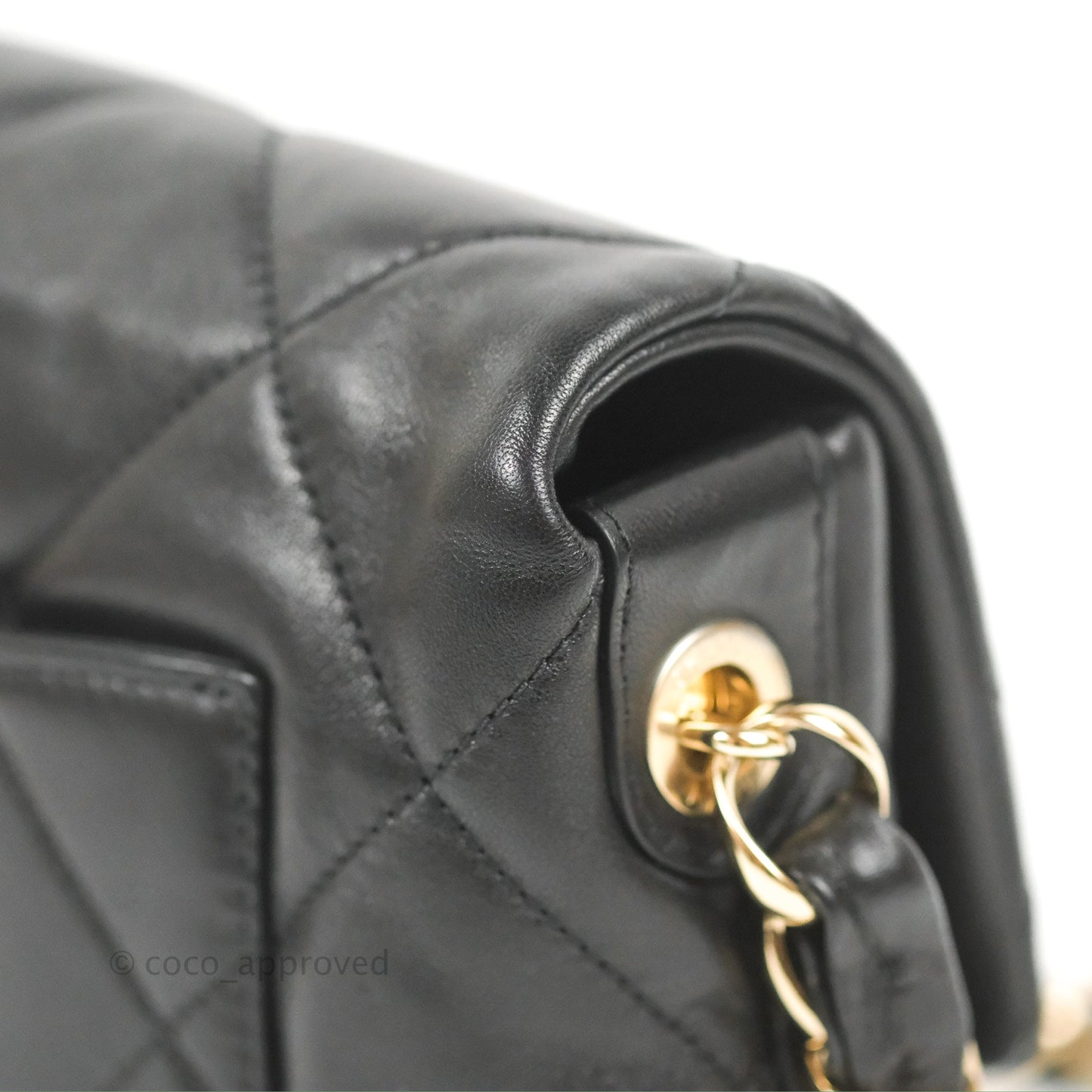 Chanel Small Logo Chain Flap Black Lambskin Gold Hardware