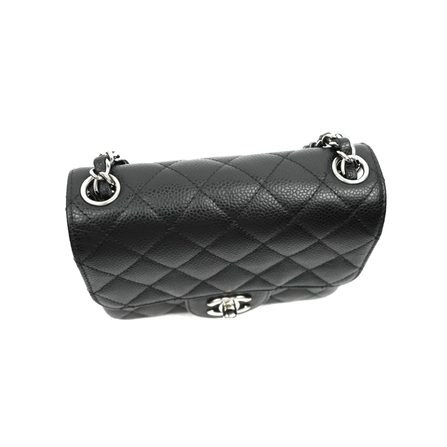 Chanel Mini Square Black Caviar Silver Hardware