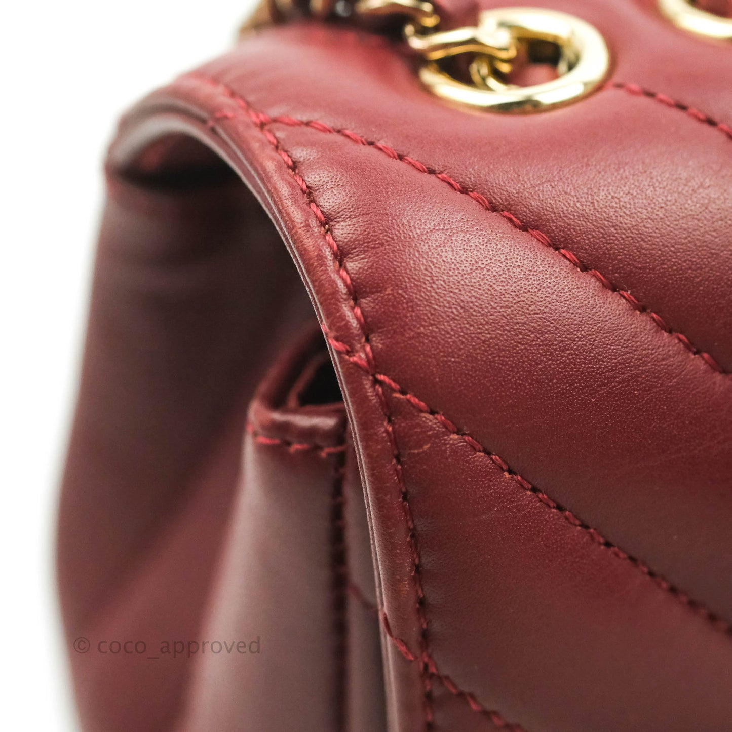 Chanel Small Statement Chevron Flap Bag Burgundy Lambskin Gold Hardware