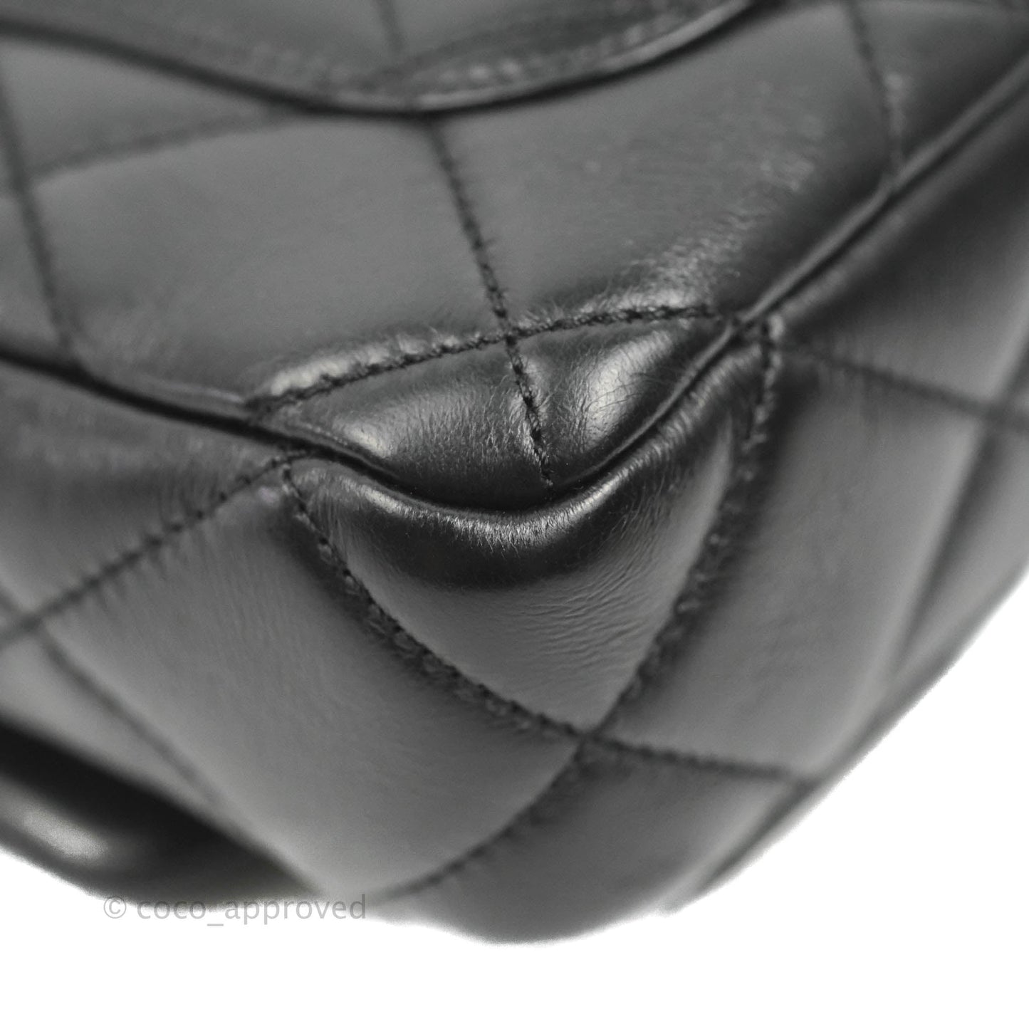 Chanel Quilted Pending CC Enamel Mini Square Flap Black Lambskin Aged Gold Hardware 22P