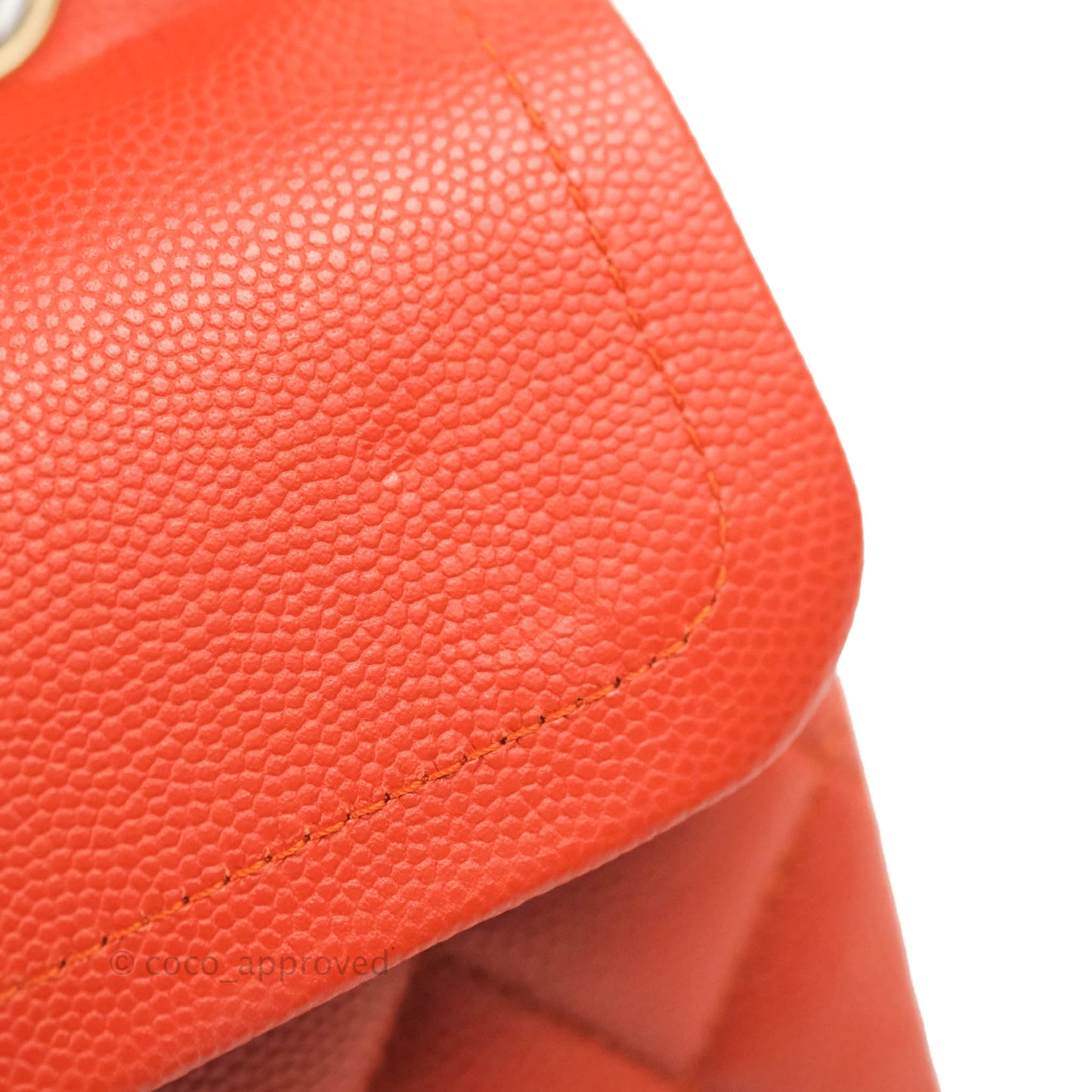 Chanel S/M Small Classic Quilted Flap Orange Caviar Gold Hardware 17B
