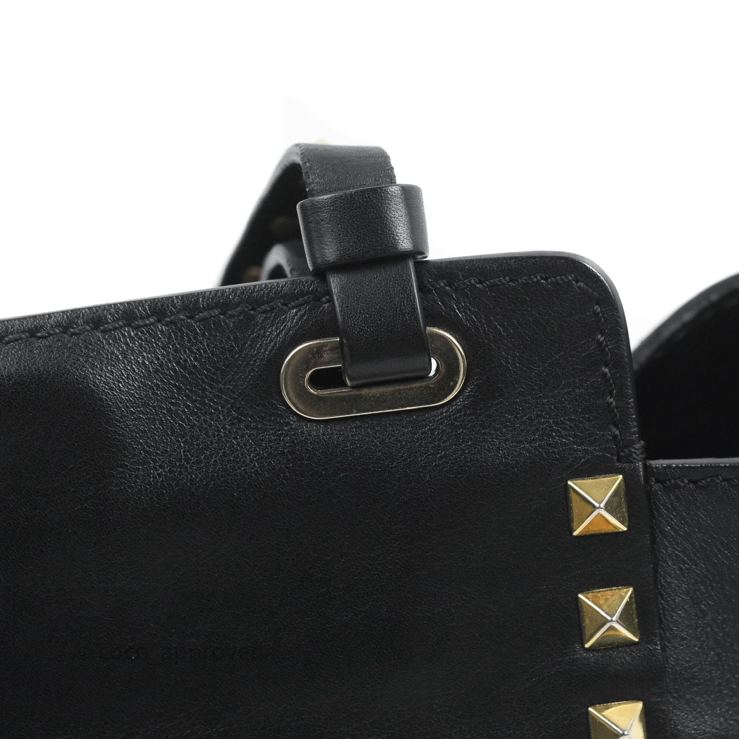 Valentino Garavani Mini Trapeze Rockstud Black Grained Calfskin Gold Hardware