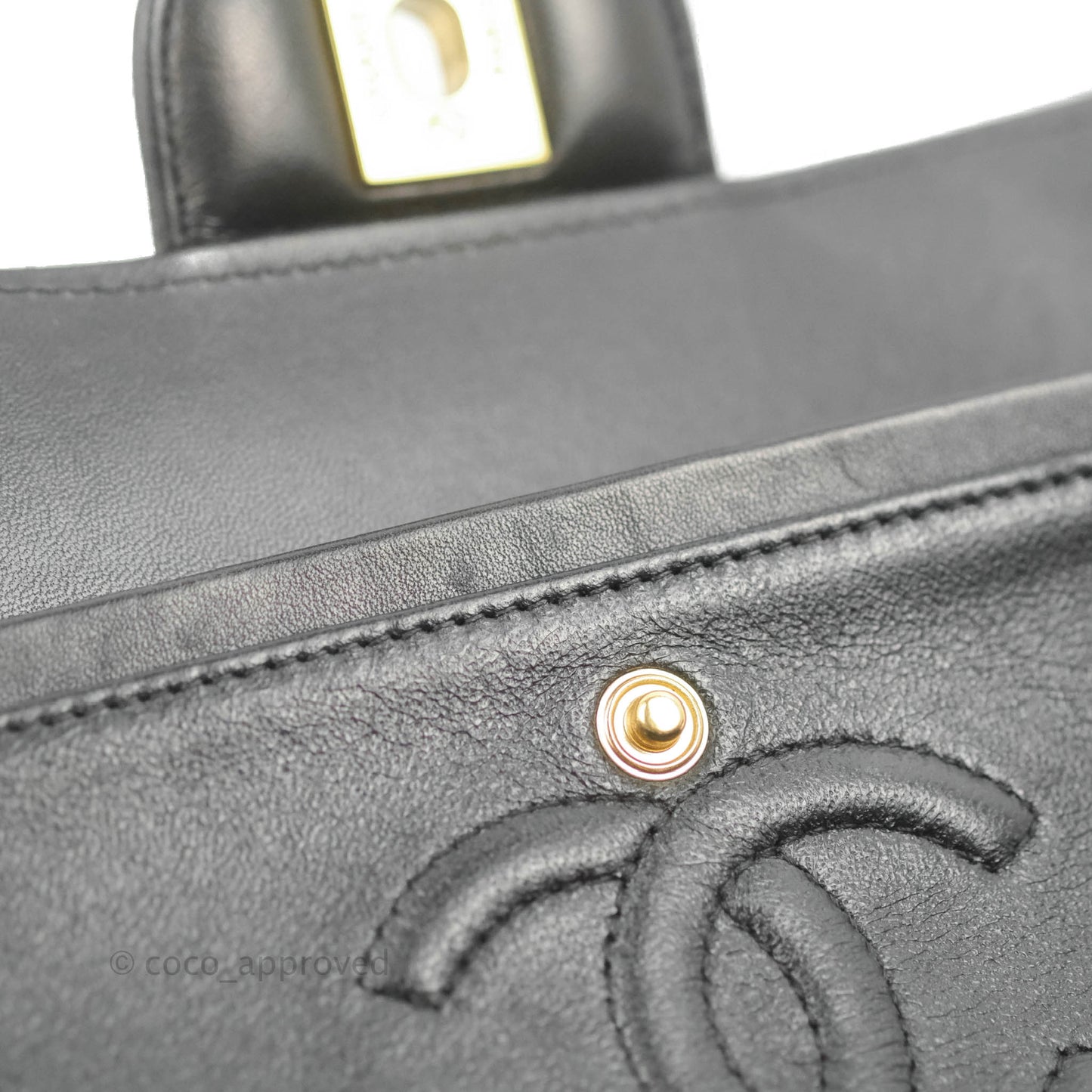 Chanel Classic Chevron S/M Small Double Flap Black Lambskin Gold Hardware