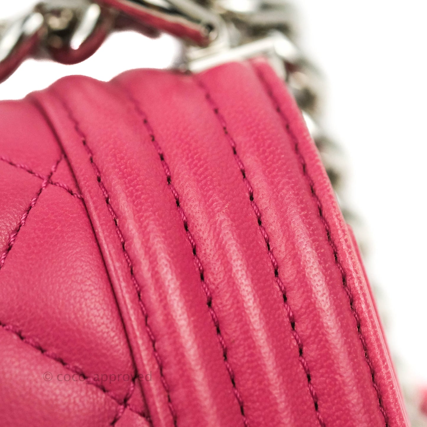Chanel Quilted Medium Boy Dark Pink Calfskin Silver Hardware