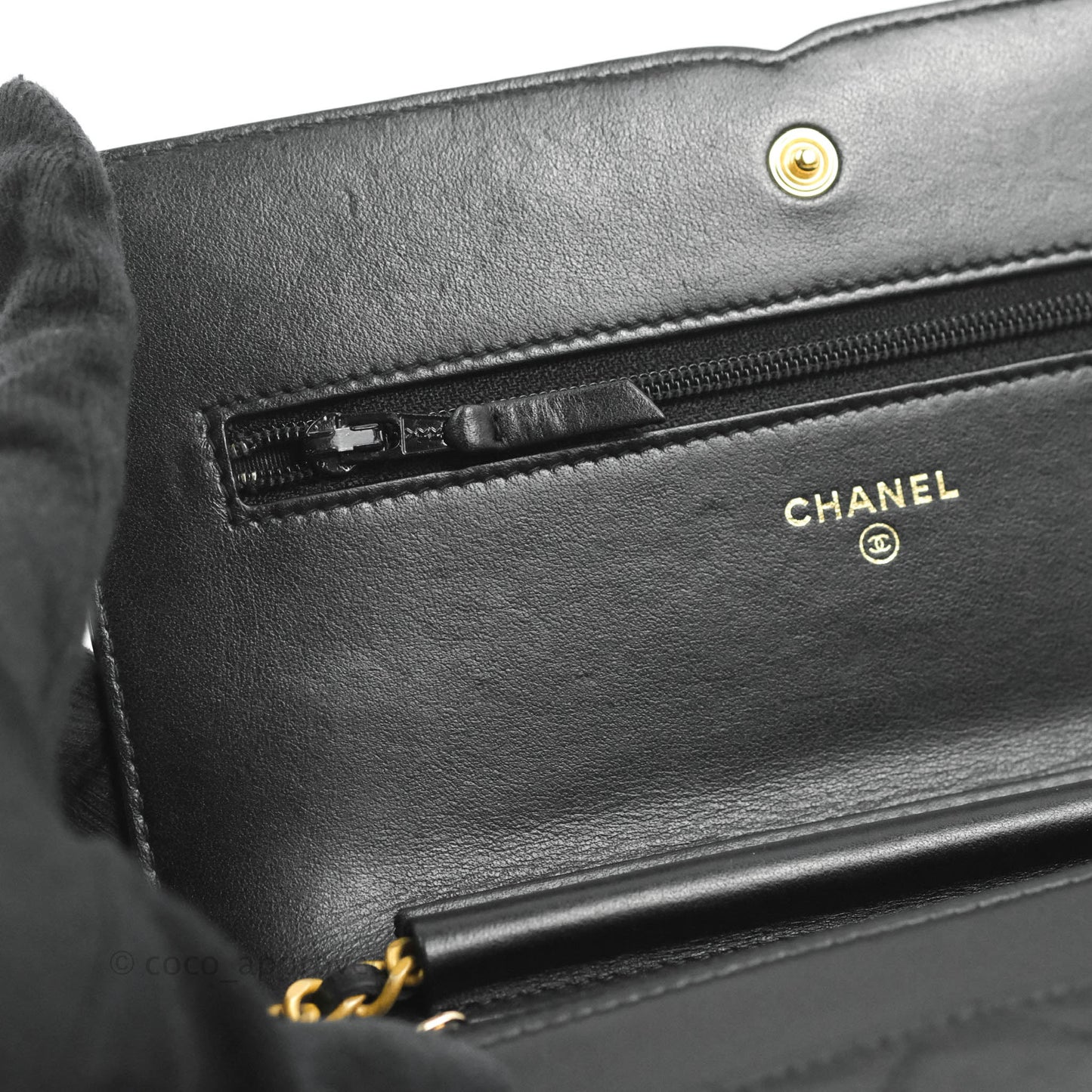 Chanel Filigree Wallet on Chain WOC Black Caviar Gold Hardware