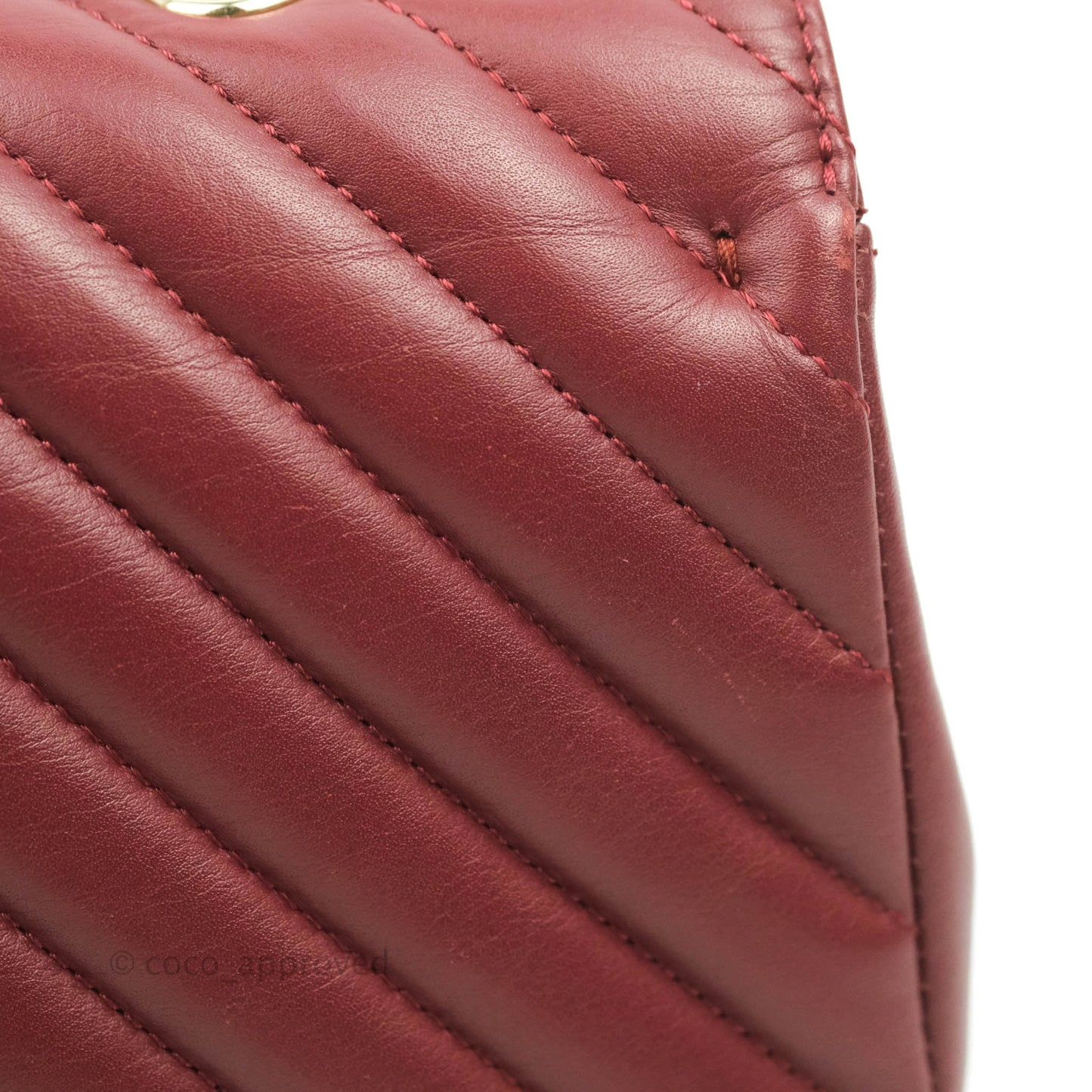 Chanel Small Statement Chevron Flap Bag Burgundy Lambskin Gold Hardware