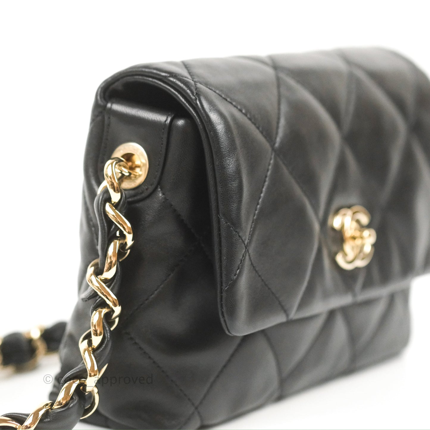 Chanel Small Logo Chain Flap Black Lambskin Gold Hardware