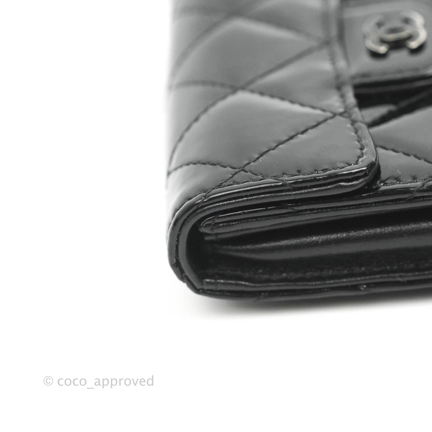 Chanel Quilted Flap Card Holder So Black Patent