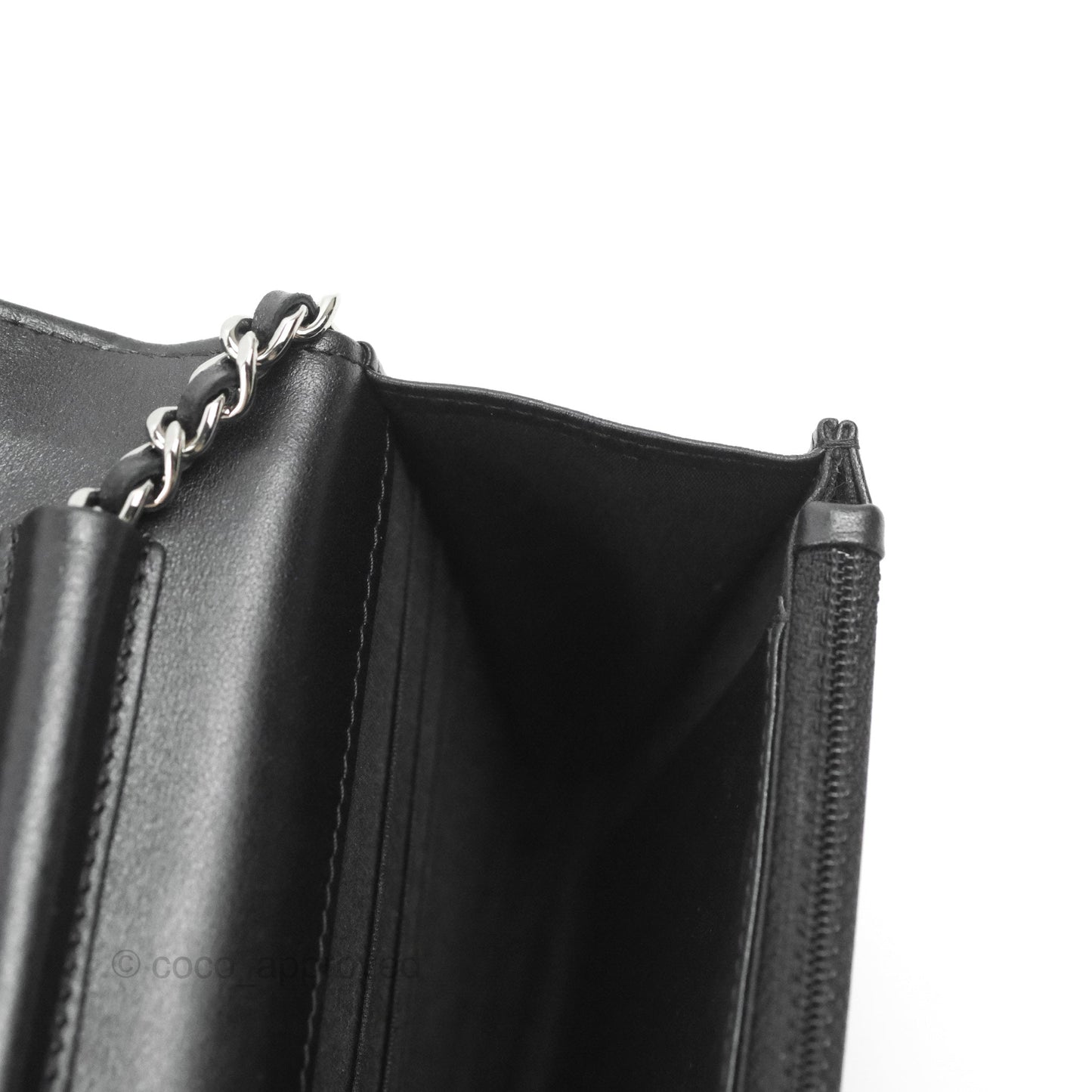 Chanel  Quilted Tassel Wallet On Chain WOC Black Aged Calfskin