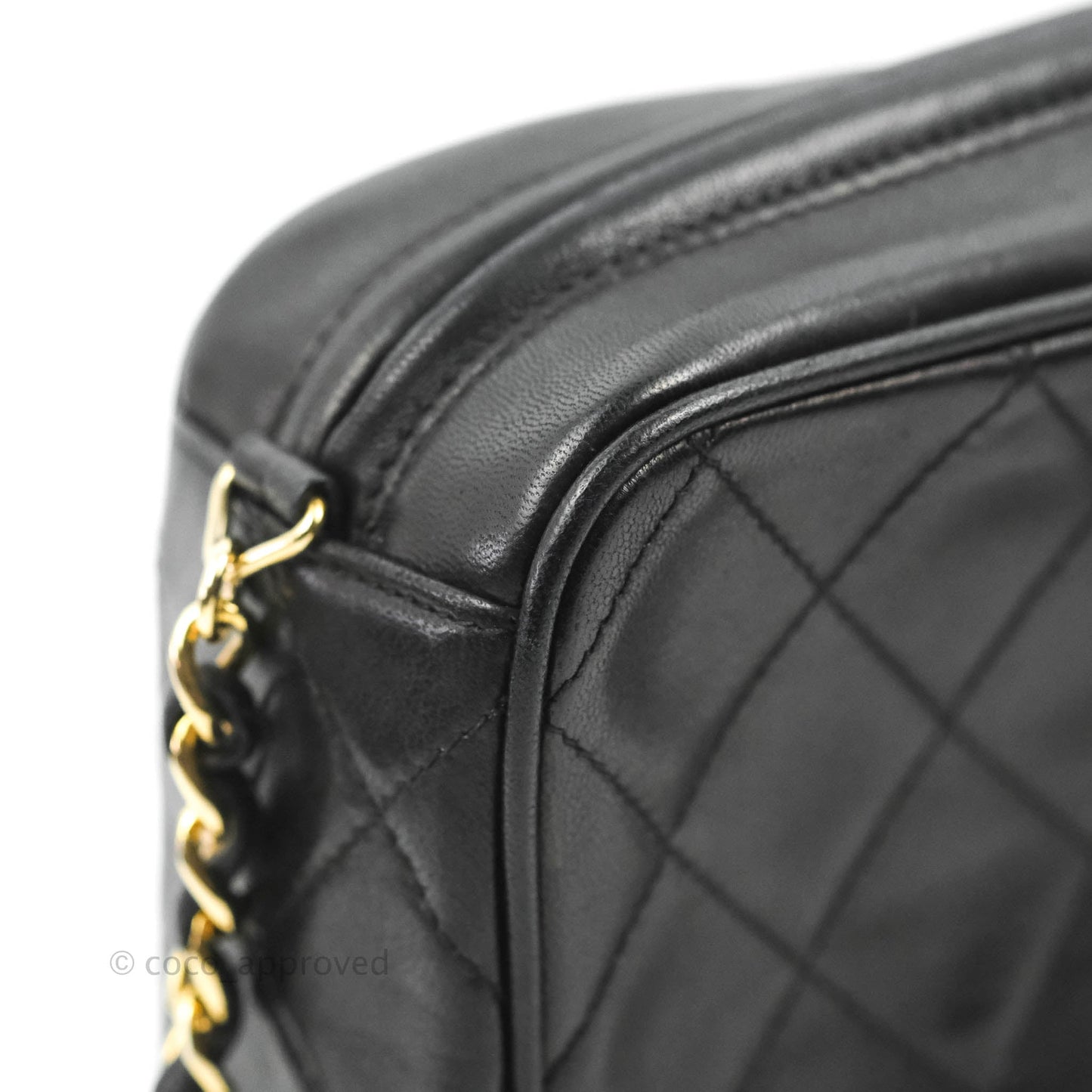 Chanel Vintage Small Camera Bag Black Lambskin Gold Hardware