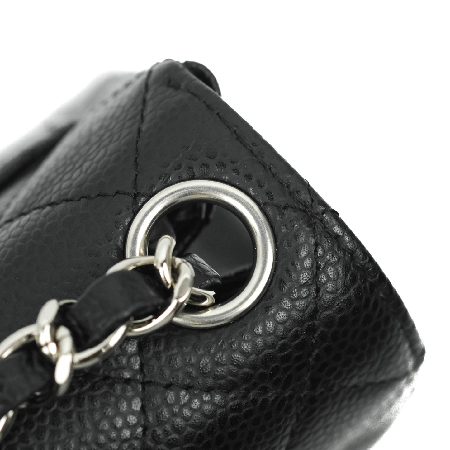 Chanel Mini Square Black Caviar Silver Hardware