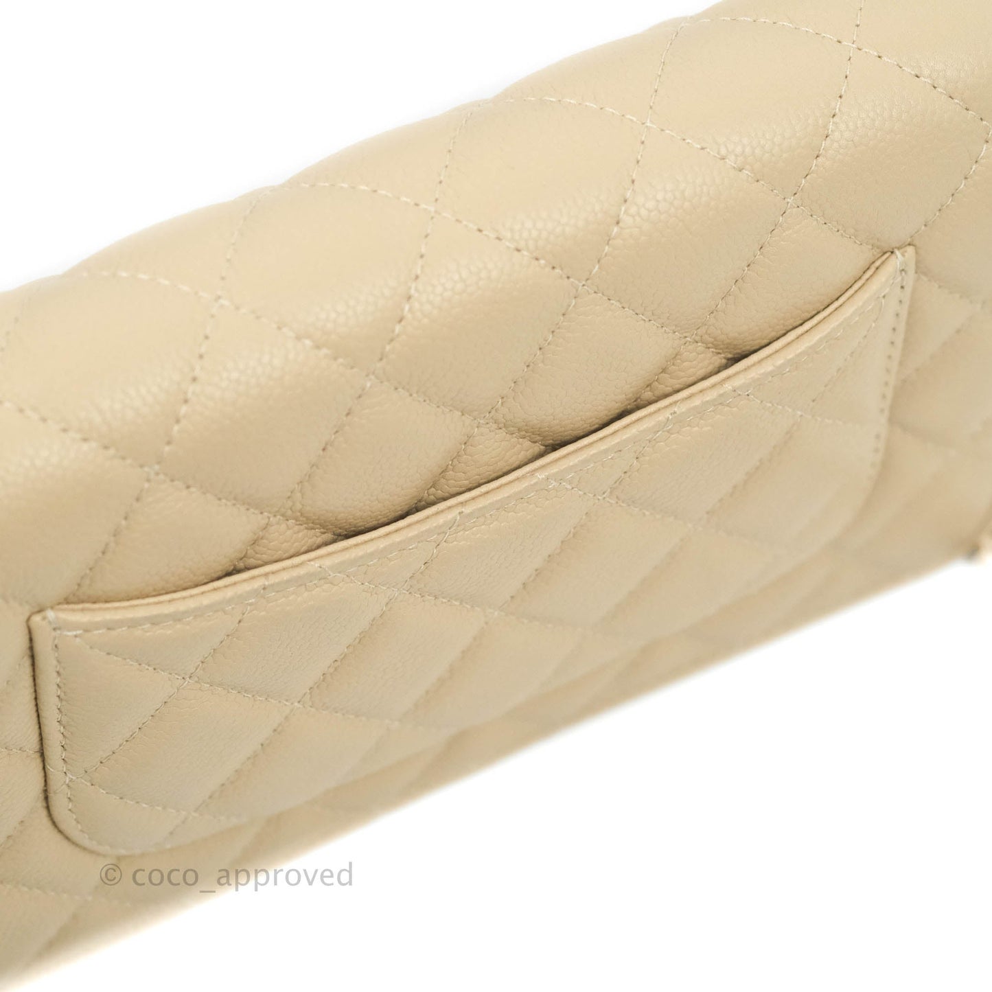 Chanel Quilted Wallet on CC Chain WOC Beige Caviar Gold Hardware