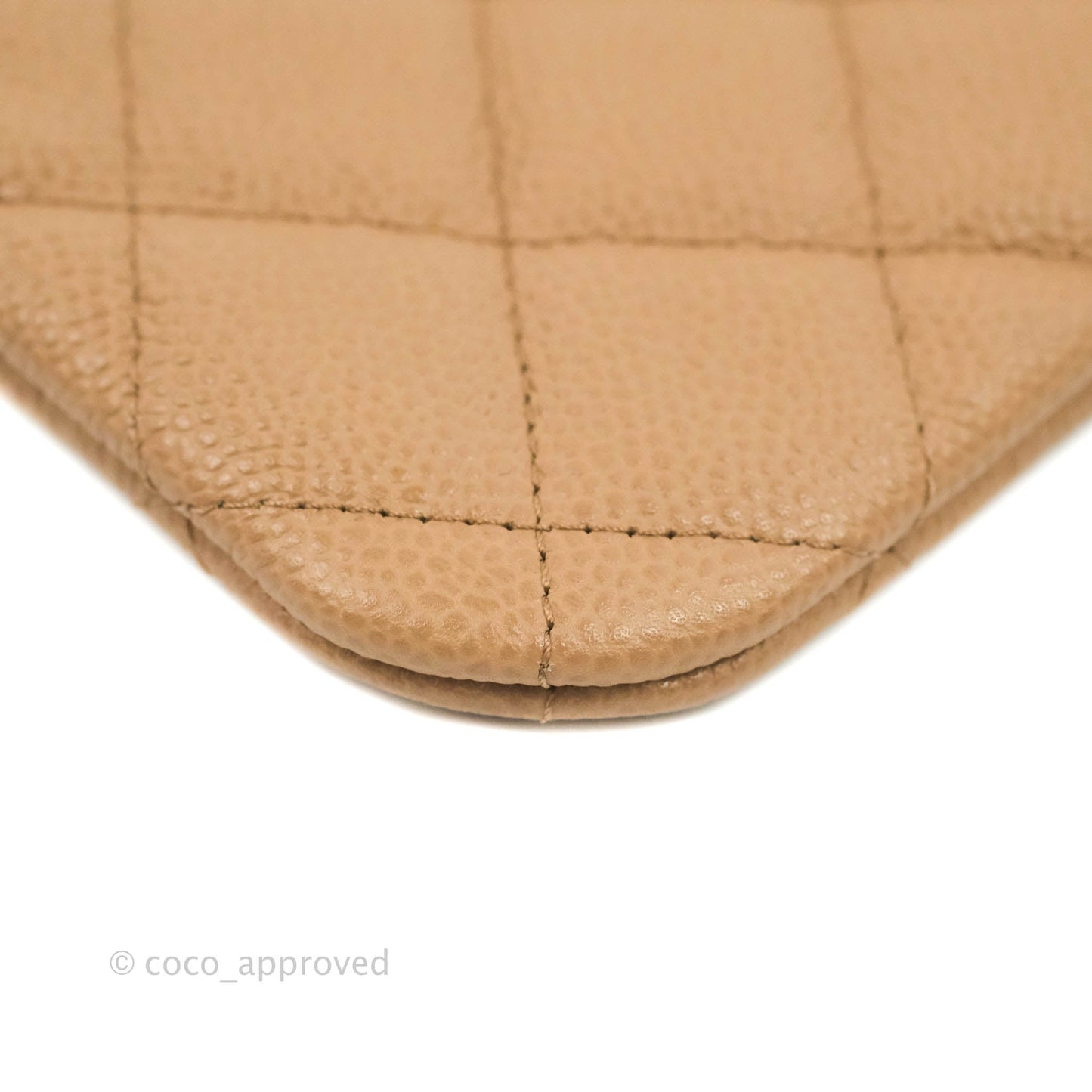 Chanel Quilted Mini O Case Dark Beige Caviar Gold Hardware