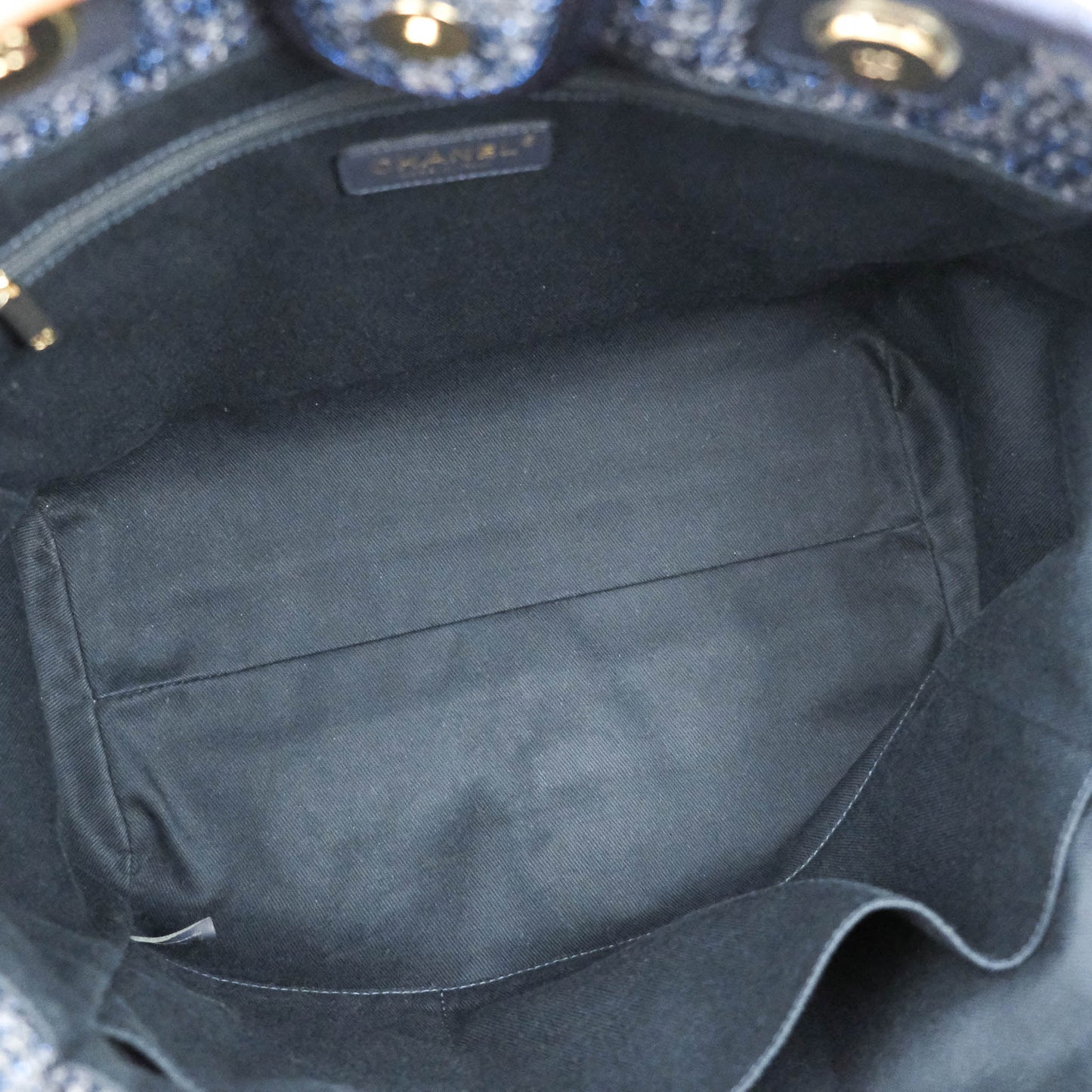 Chanel Medium Deauville Tote Navy Canvas Gold Hardware