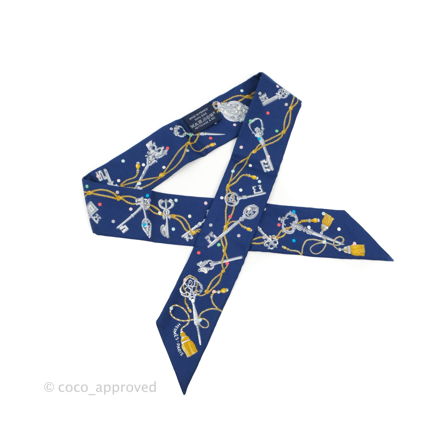 Hermès Silk Les Cles a Pois Twilly