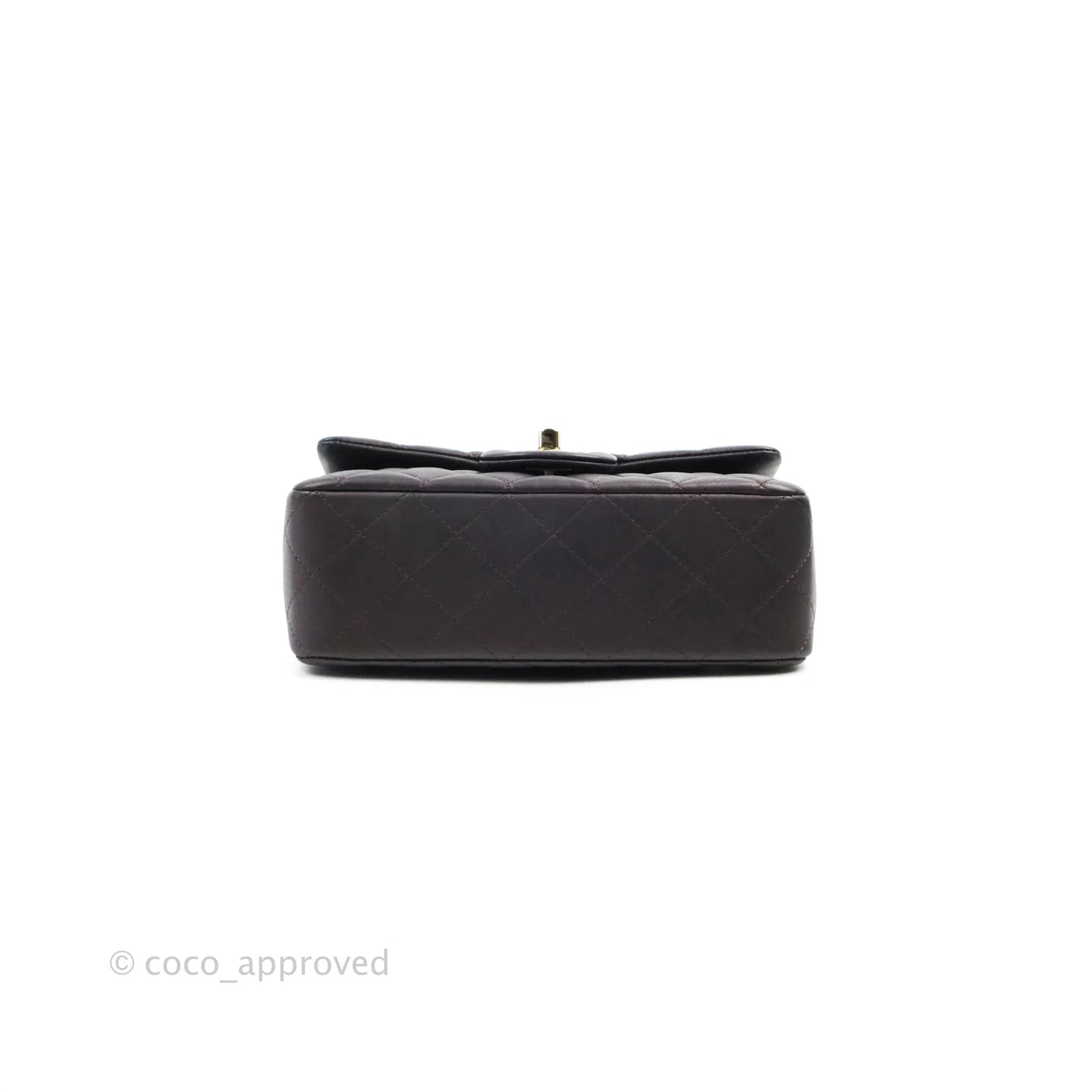 Chanel Top Handle Mini Rectangular Flap Bag Dark Purple Lambskin Gold Hardware
