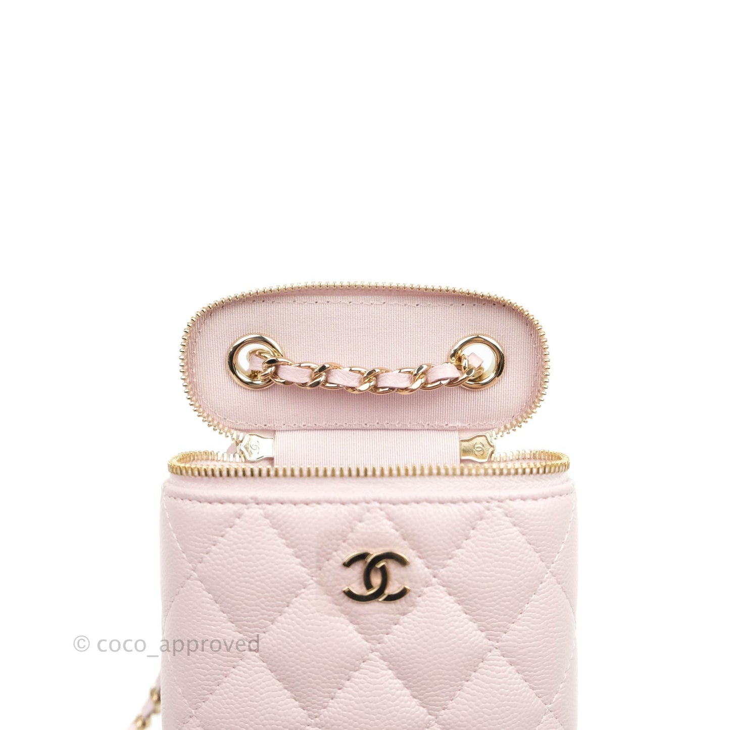 Chanel Classic Mini Vanity With Chain Pink Caviar Gold Hardware