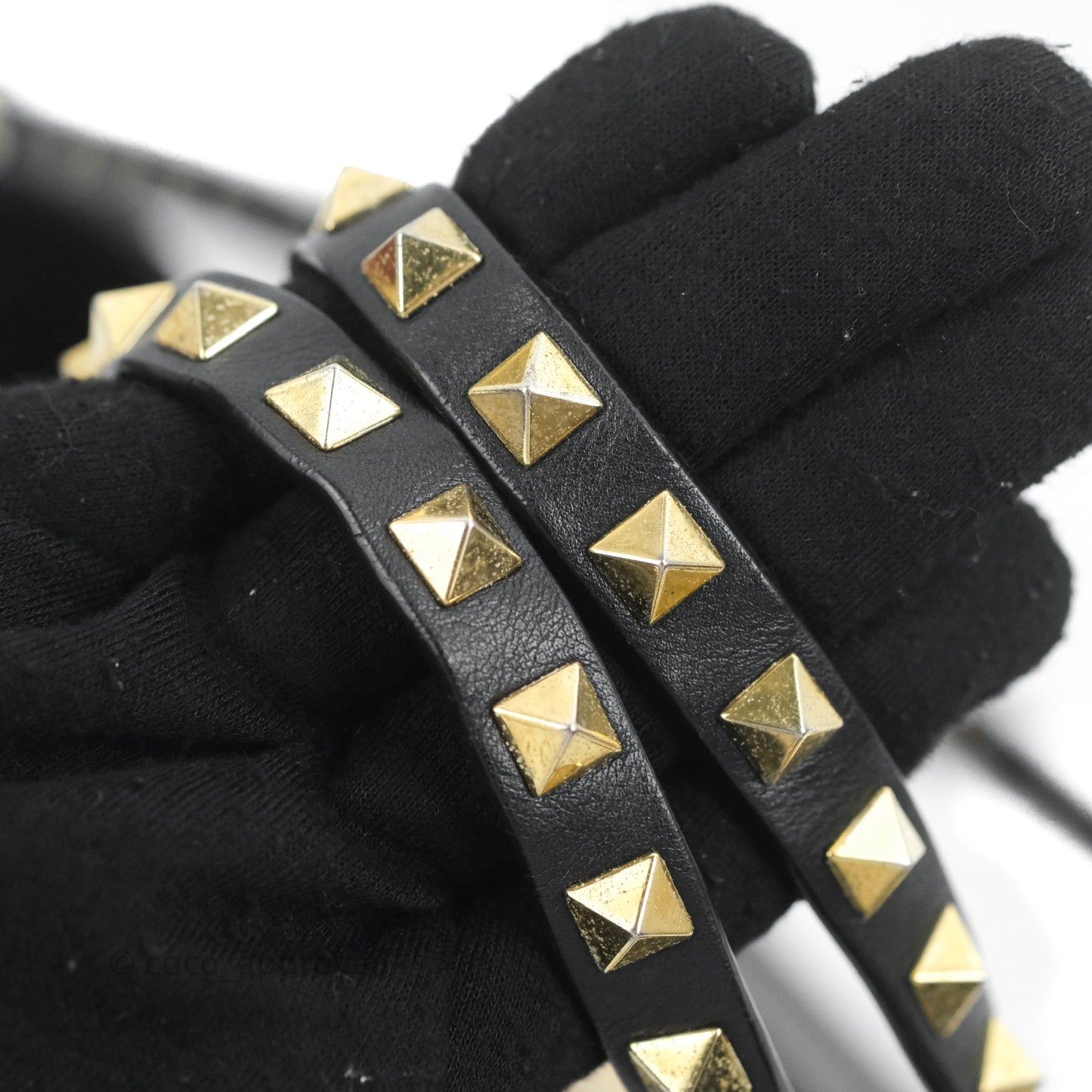 Valentino Garavani Mini Trapeze Rockstud Black Grained Calfskin Gold Hardware