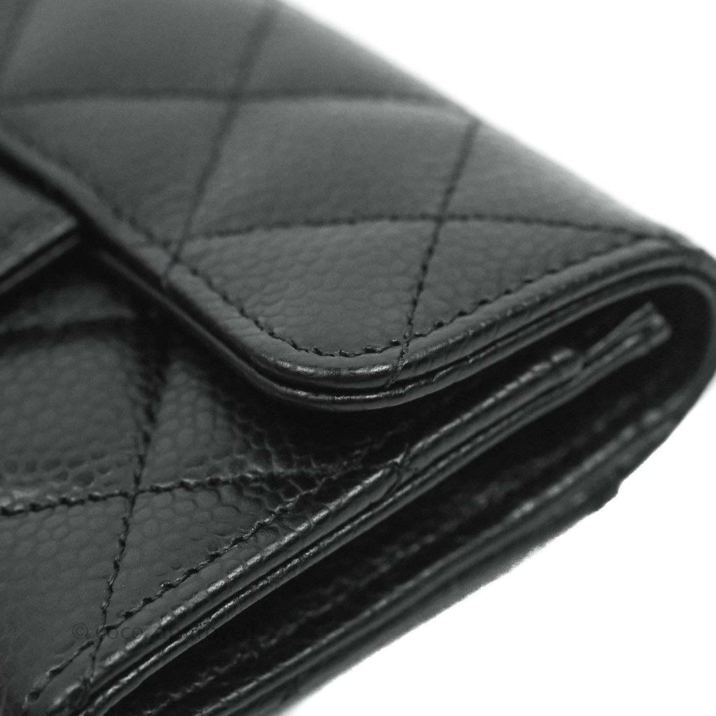 Chanel Quilted Flap Card Holder Black Caviar Gold Hardware