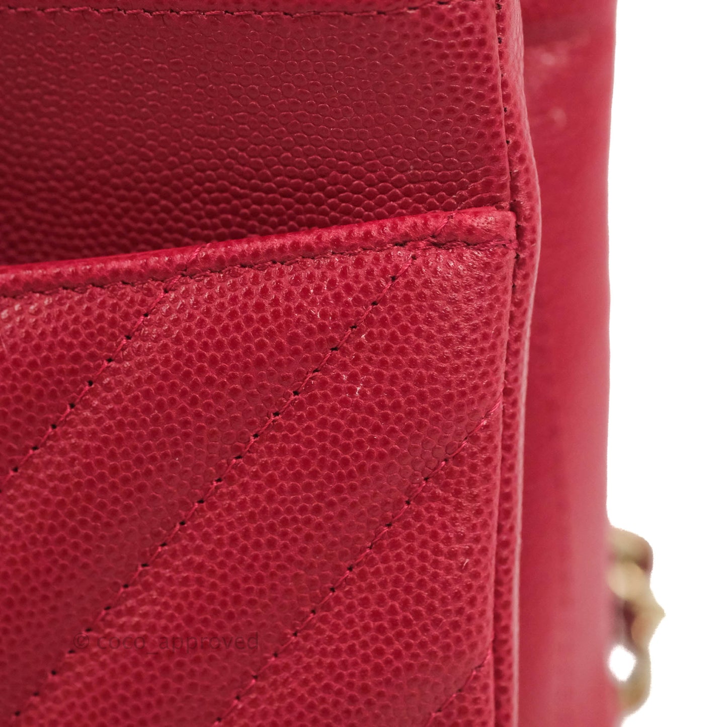 Chanel Classic M/L Medium Chevron Double Flap Cherry Red Caviar Gold Hardware
