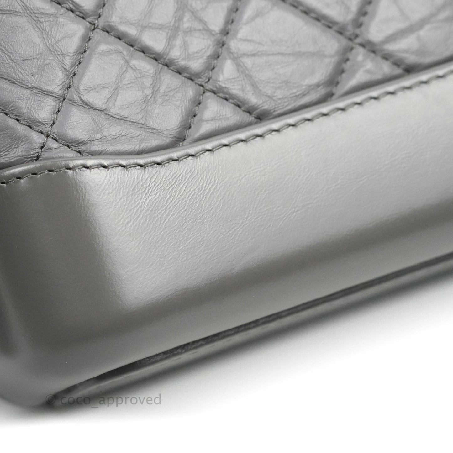 Chanel Quilted Small Gabrielle Hobo Grey Calfskin Mixed Hardware