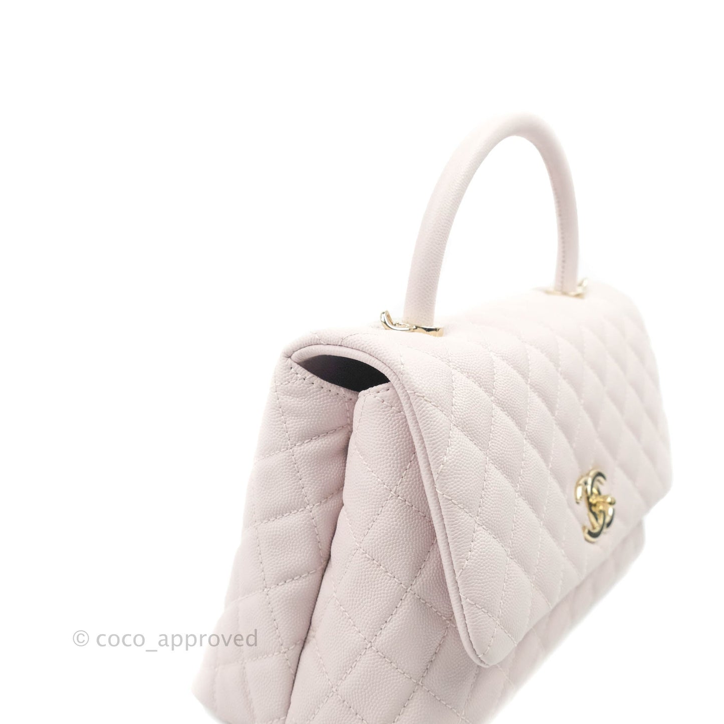 Chanel Medium Coco Handle Quilted Light Lilac Pink Caviar Gold Hardware