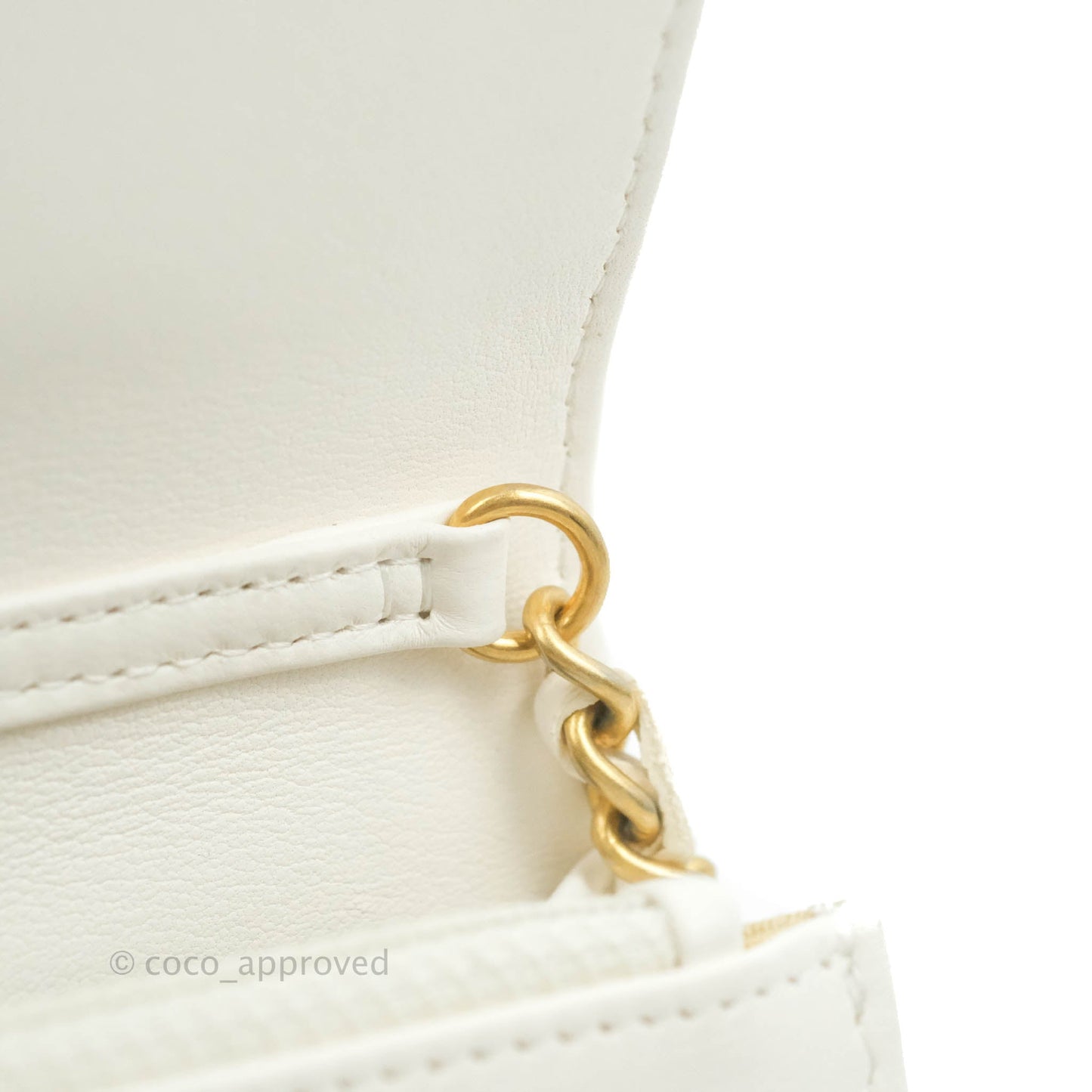 Chanel Quilted Pearl Crush Wallet on Chain WOC White Lambskin Aged Gold Hardware