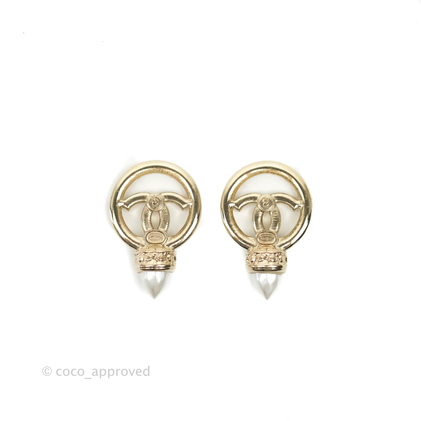 Chanel CC Crystal Pearl Earrings 22C