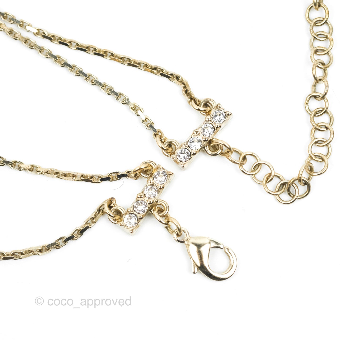 Chanel Crystal Logo Gold Chain Choker 22S