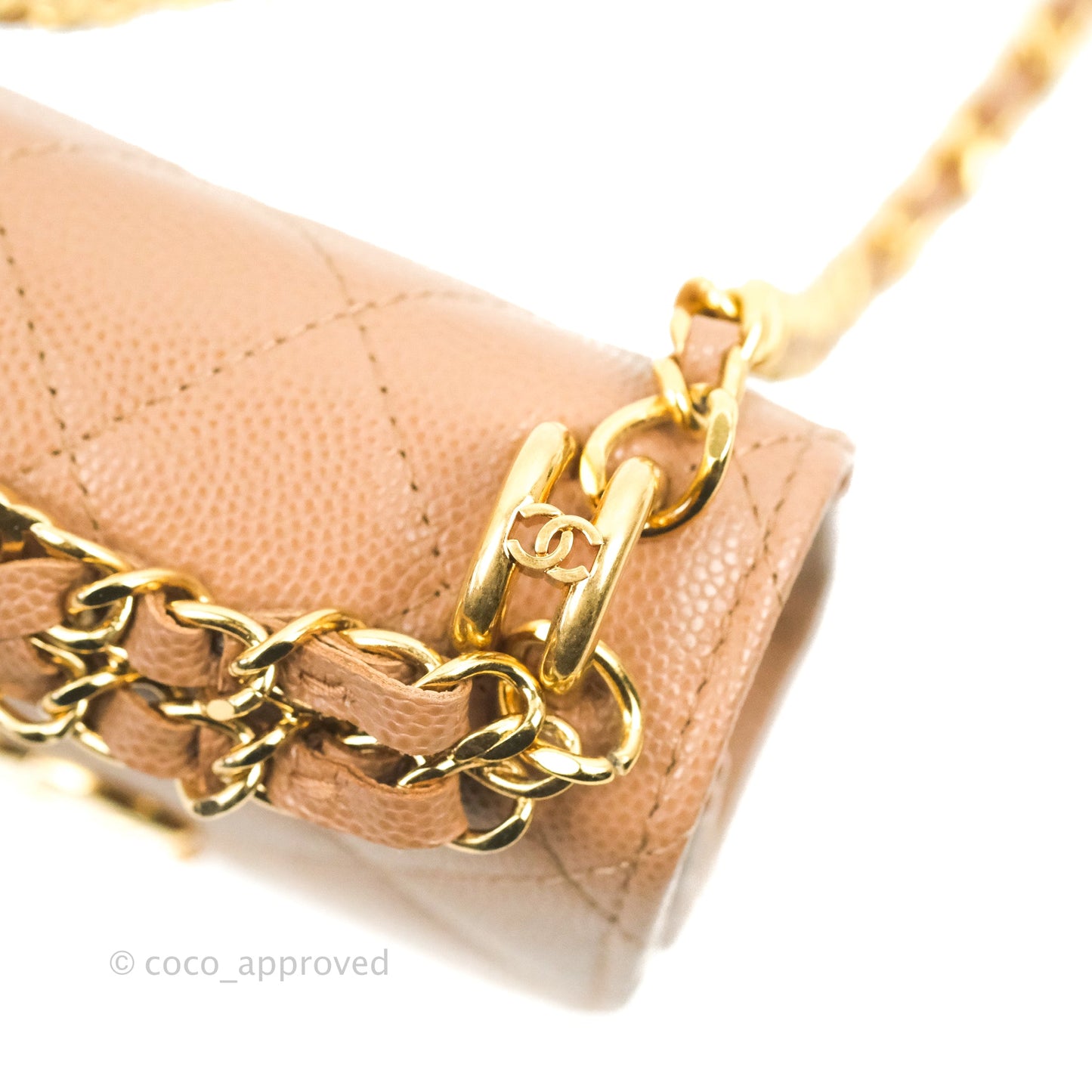 Chanel CC Chain Clutch with Chain Beige Caviar Gold Hardware
