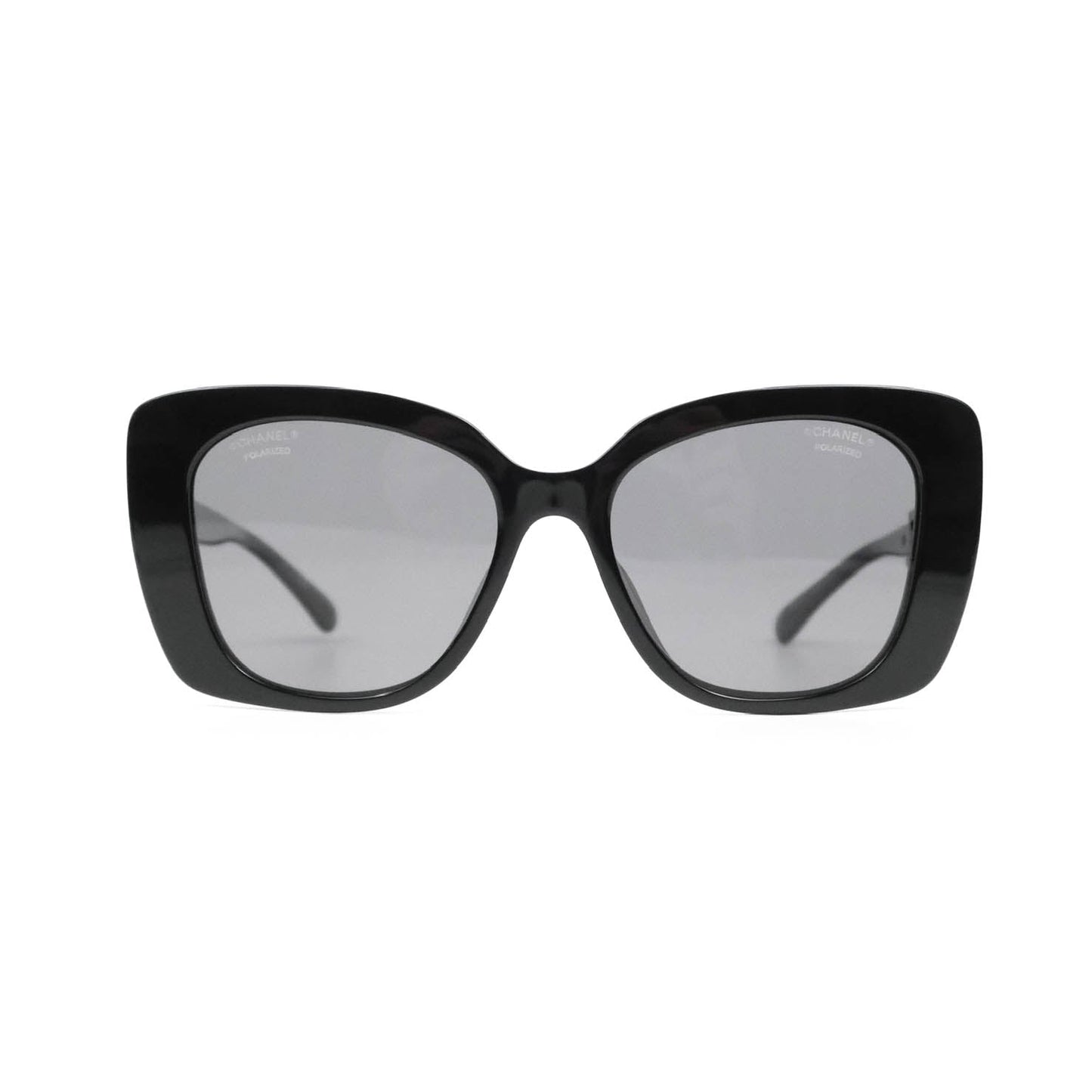 Chanel Acetate Strass Square Polarized Sunglasses Black